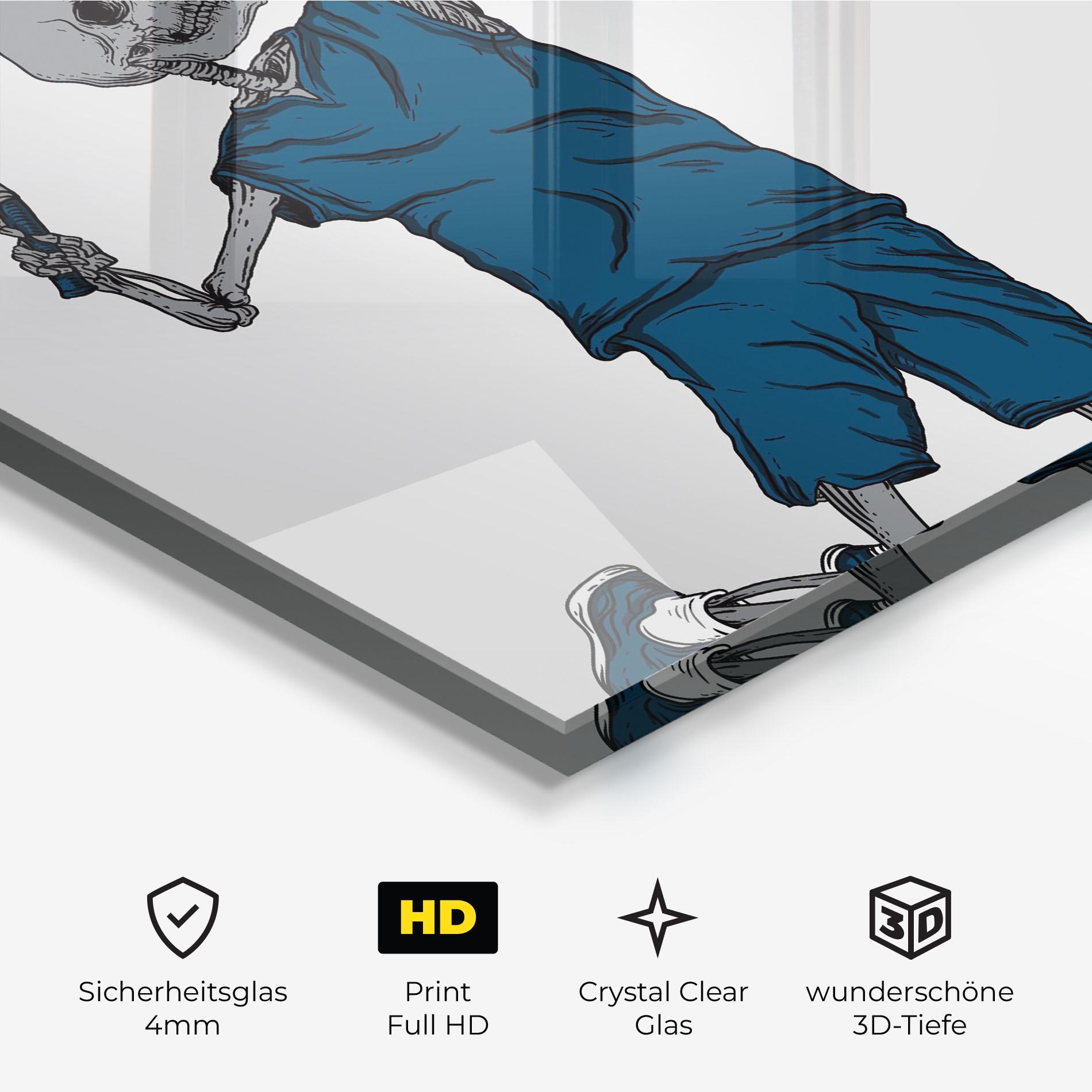 Glasbild Blue Skull Tennis mockup 3