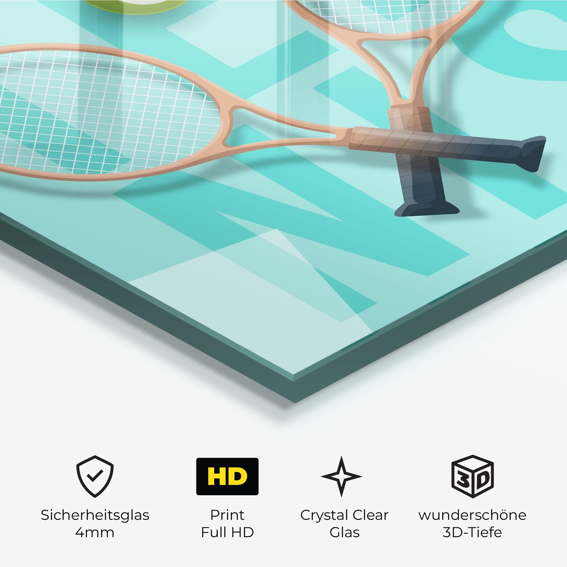 Glasbild Light Blue Tennis mockup 3