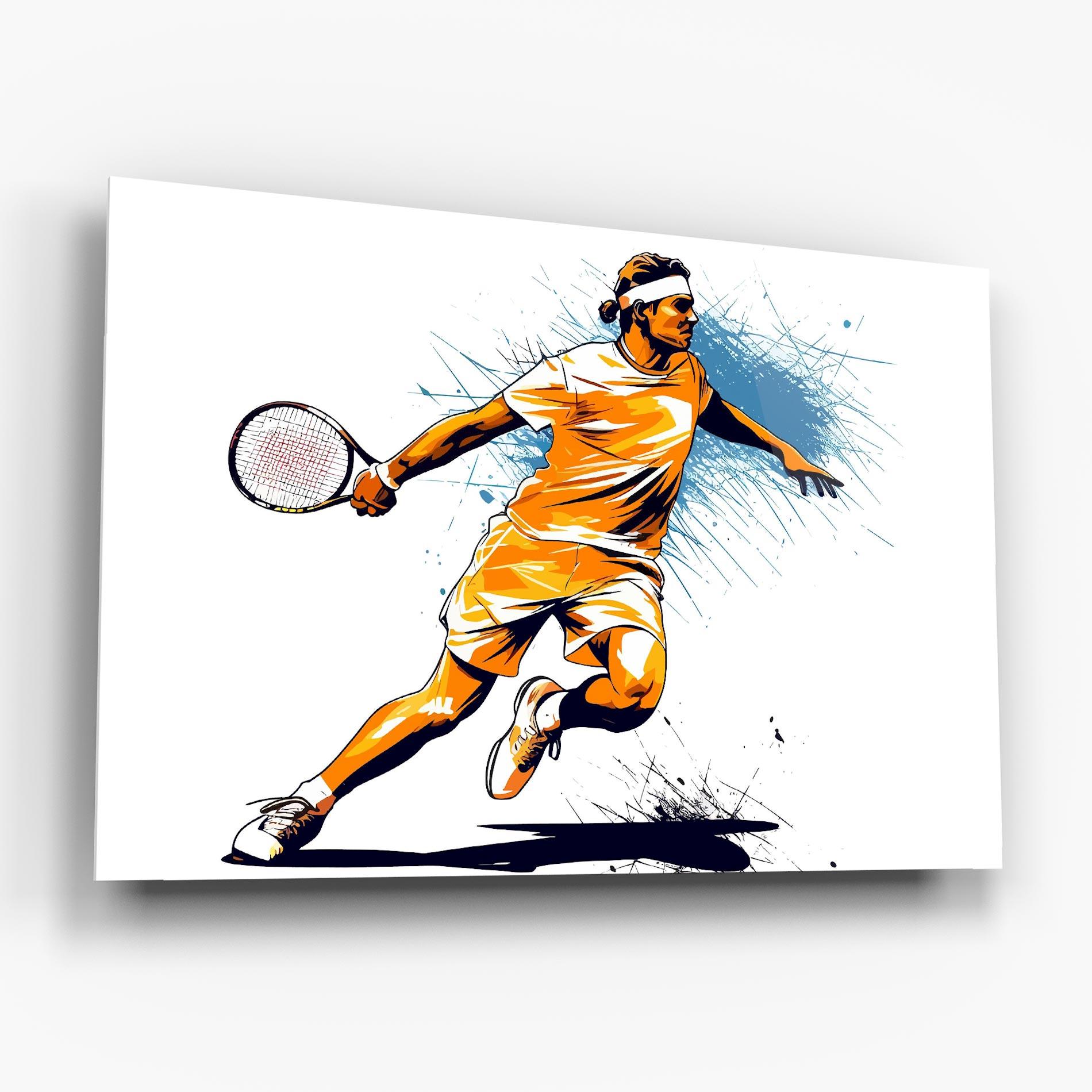 Glasbild Orange Blue Tennis mockup 6