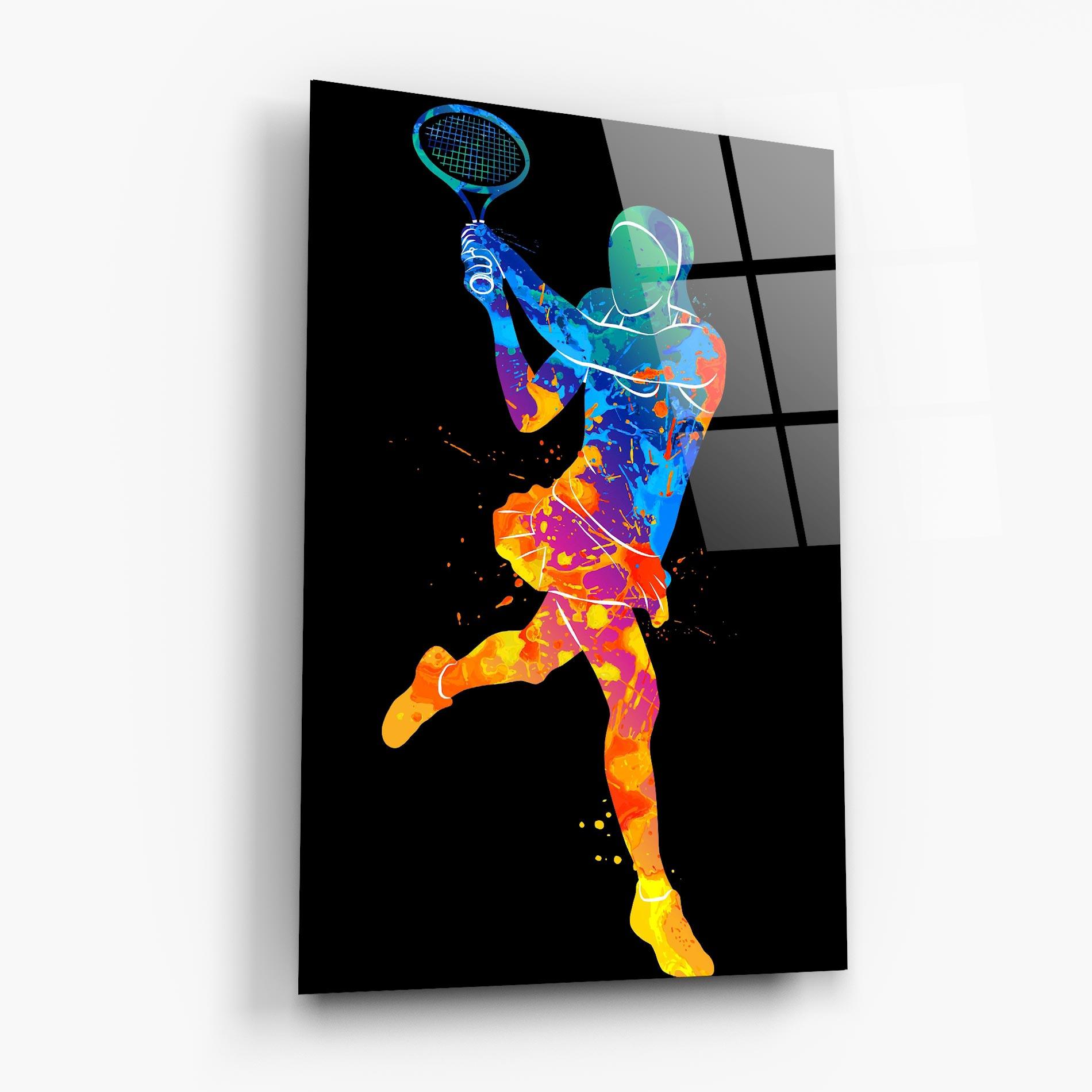 Glasbild Blue Orange Tennis mockup 6