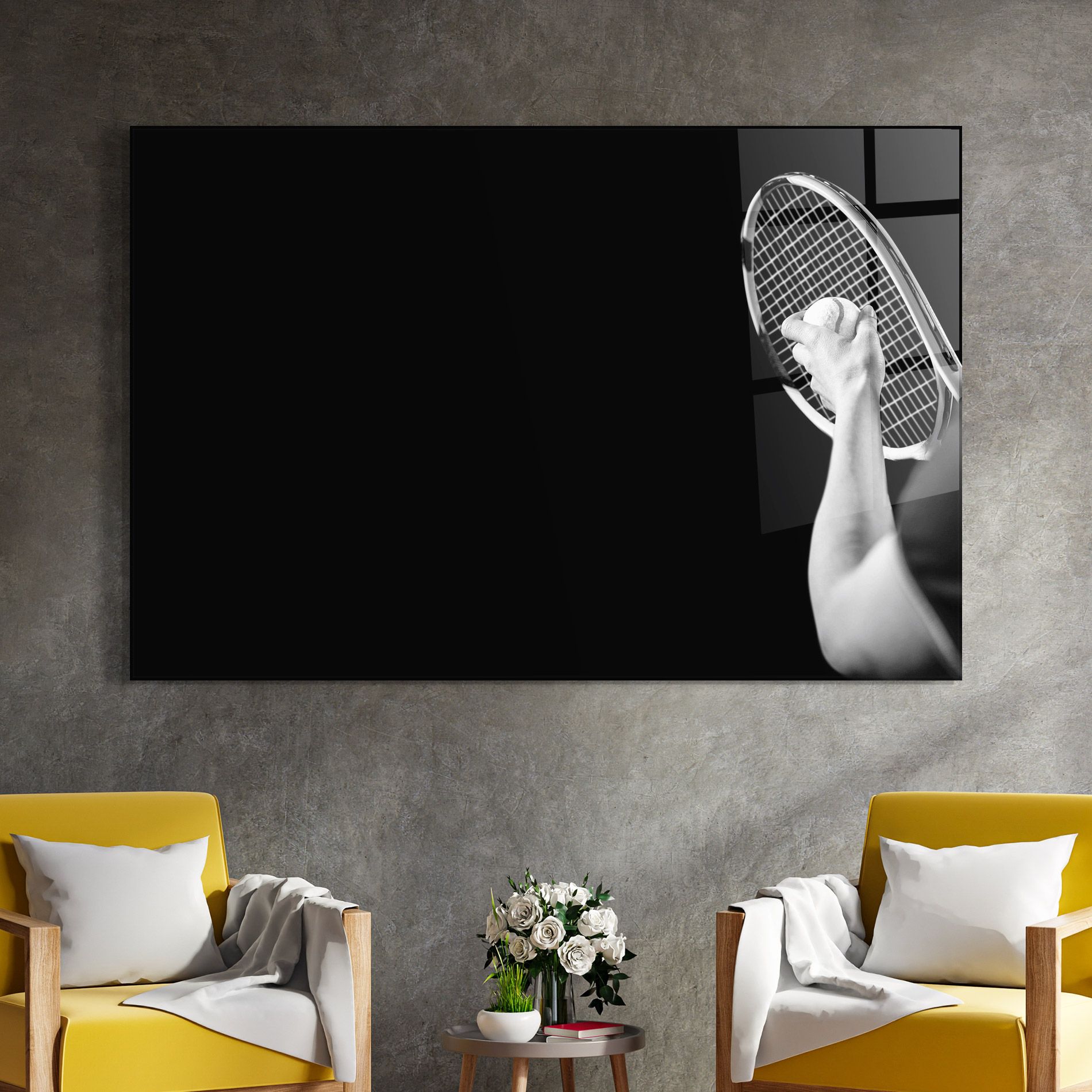 Grey Tennis Racket mockup 4