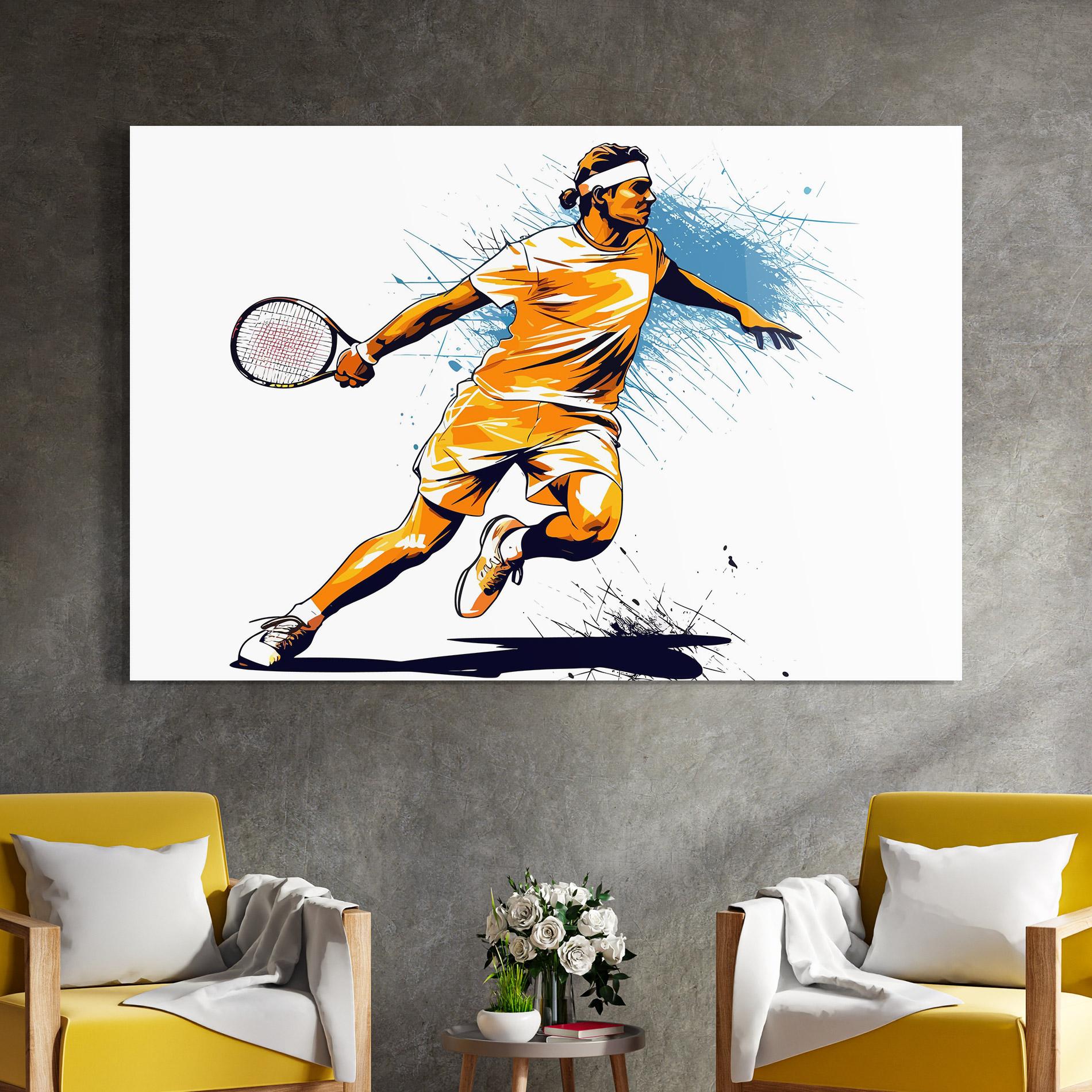 Glasbild Orange Blue Tennis mockup 4