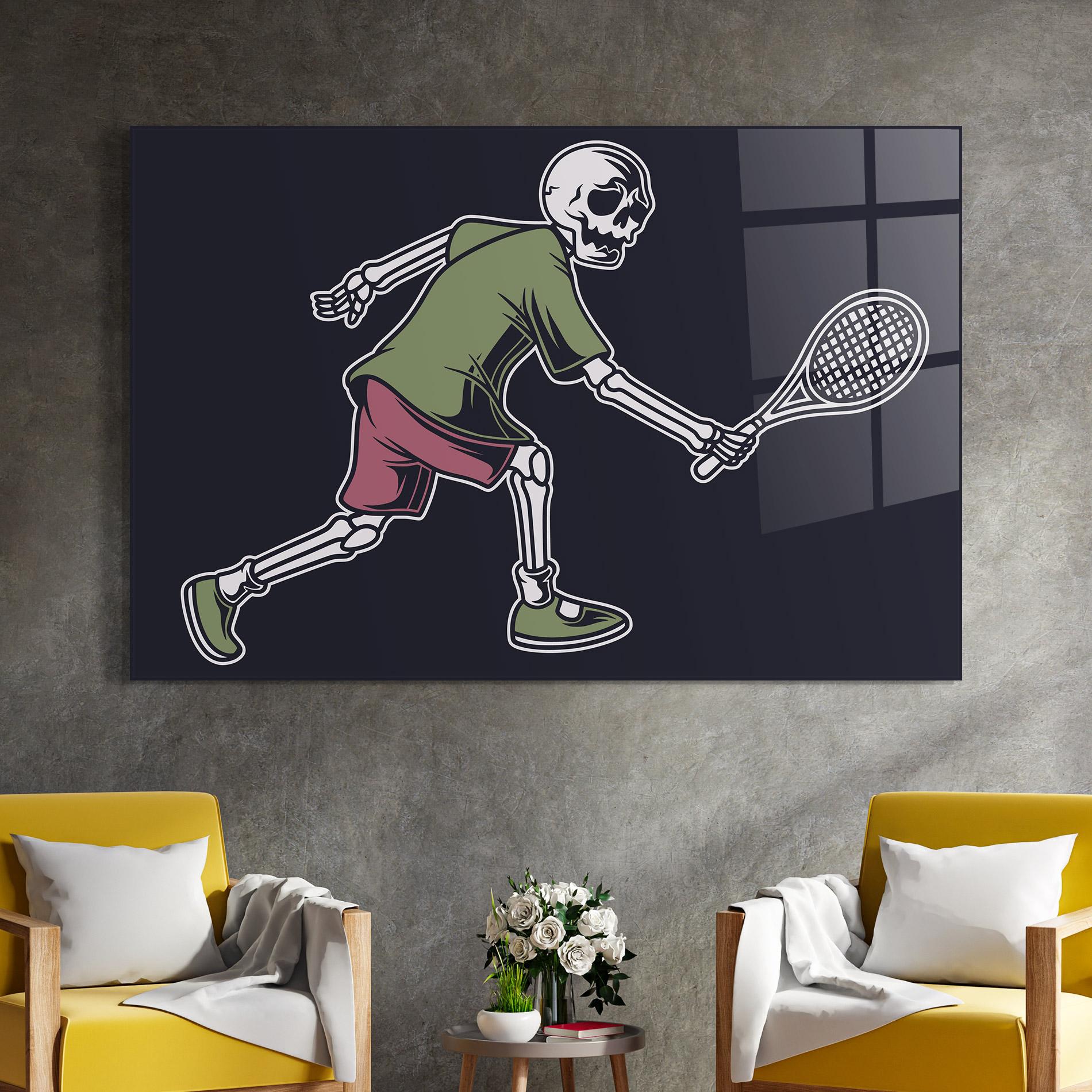Glasbild Skull Tennis mockup 4