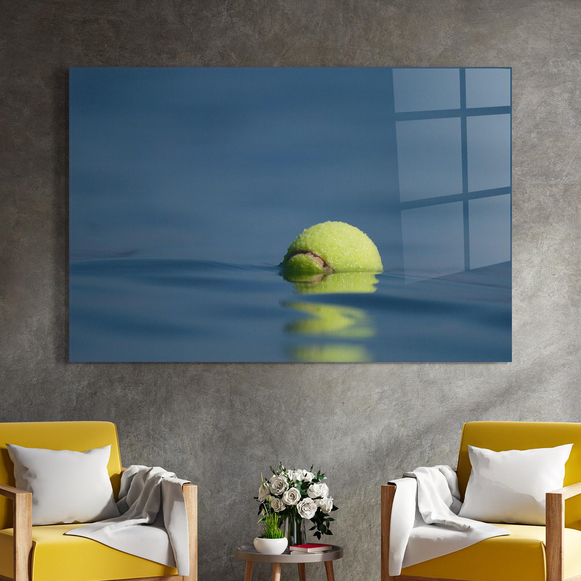 Glasbild Tennis Ball In Water mockup 4