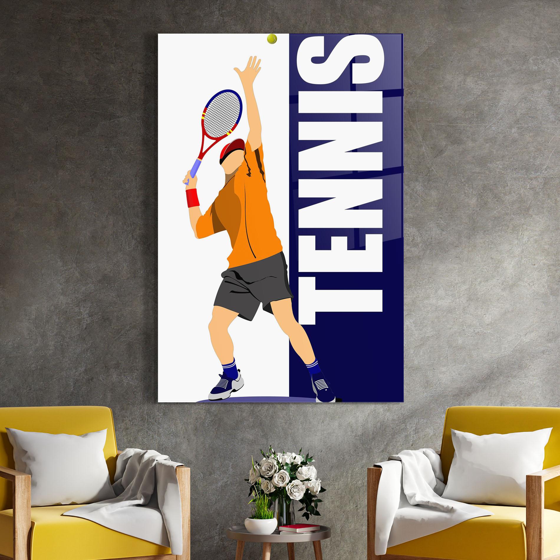Glasbild Orange Tennis Player mockup 4