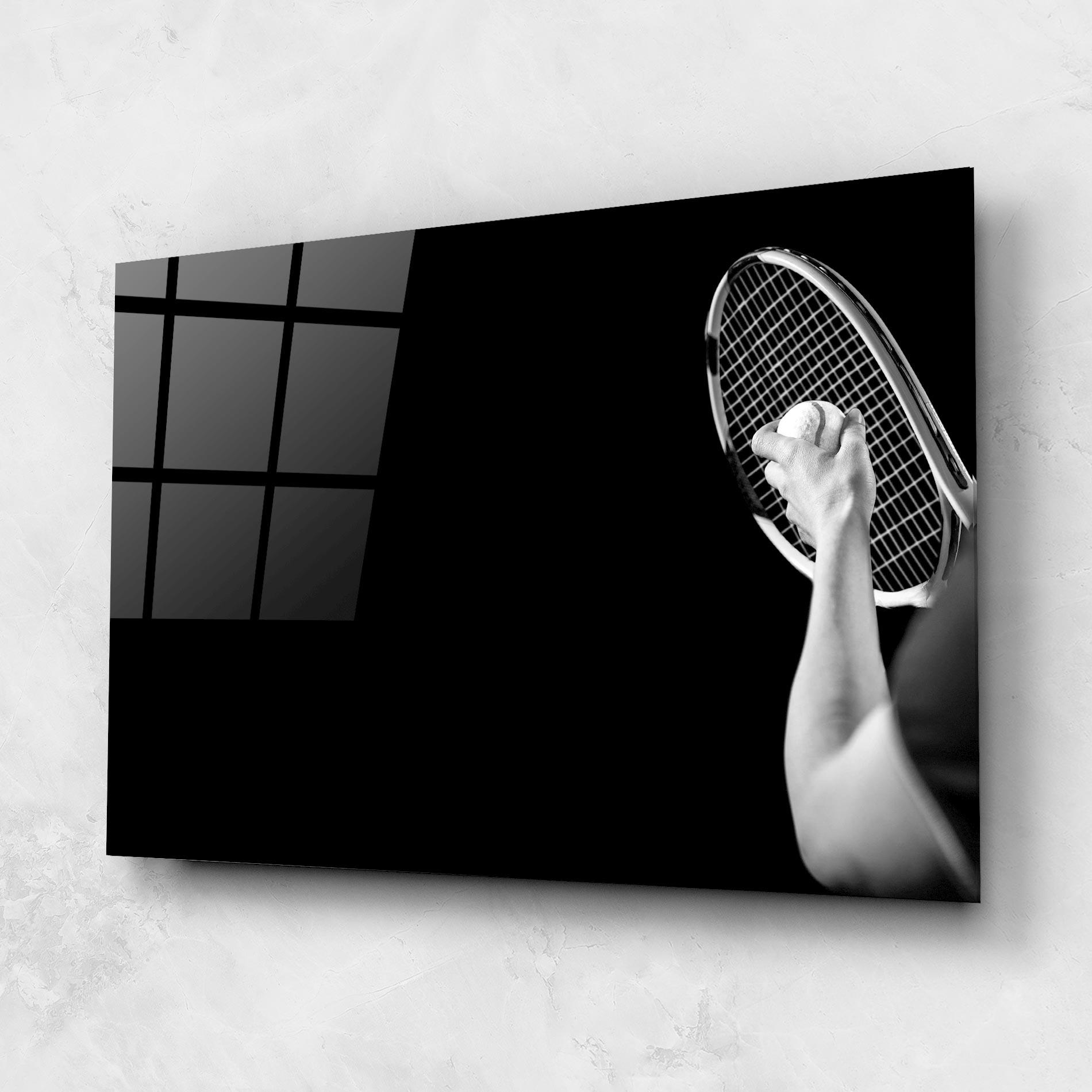 Glasbild Grey Tennis Racket mockup 1