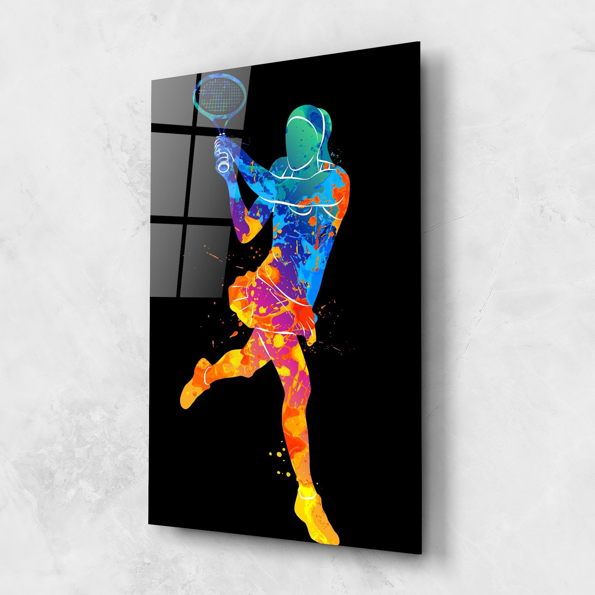 Glasbild Blue Orange Tennis mockup 1