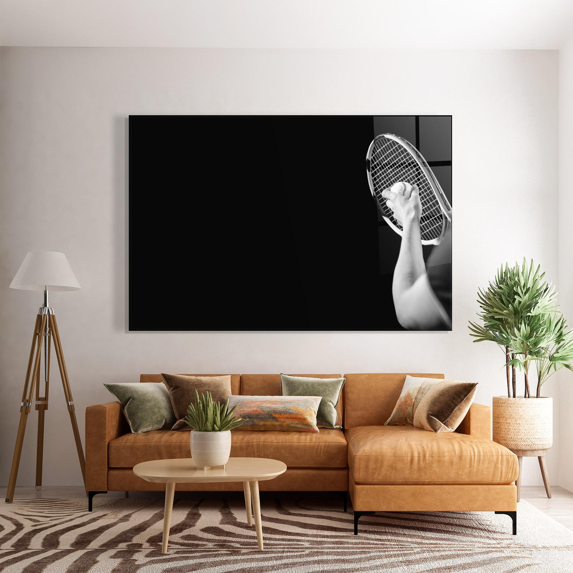 Glasbild Grey Tennis Racket mockup 7