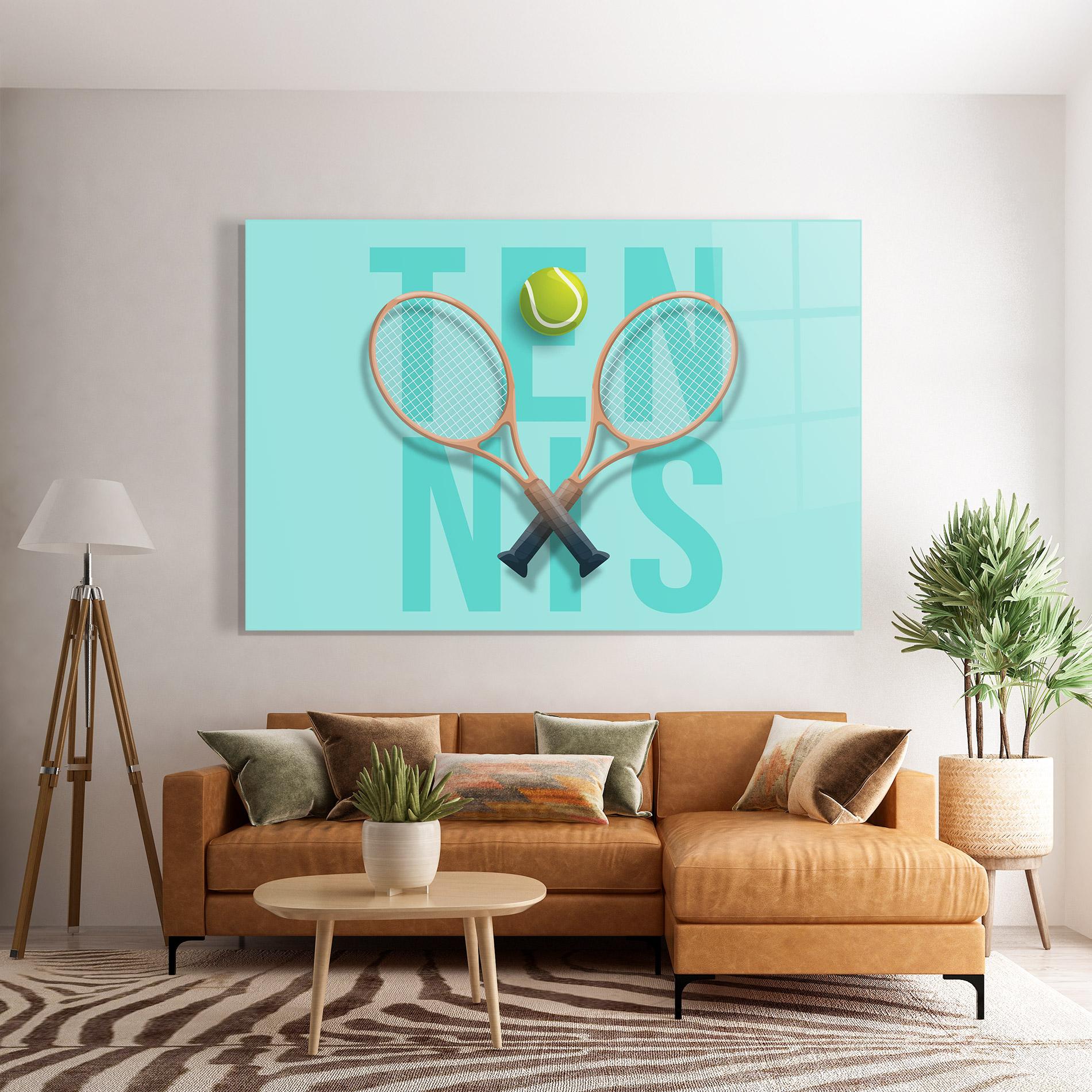 Glasbild Light Blue Tennis mockup 7