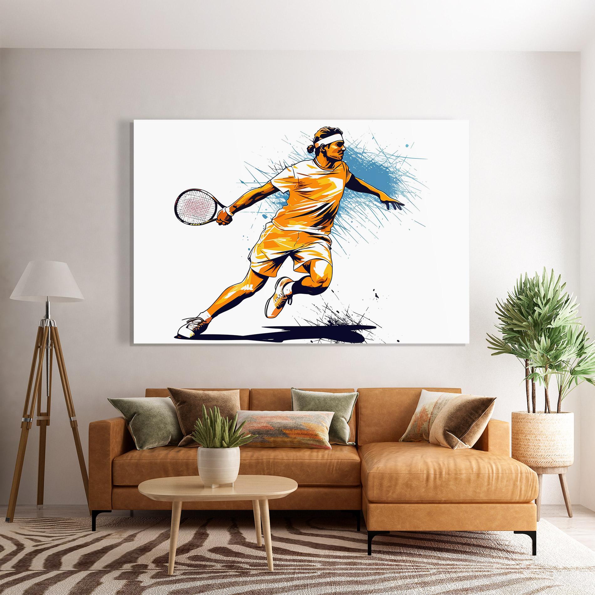 Glasbild Orange Blue Tennis mockup 7