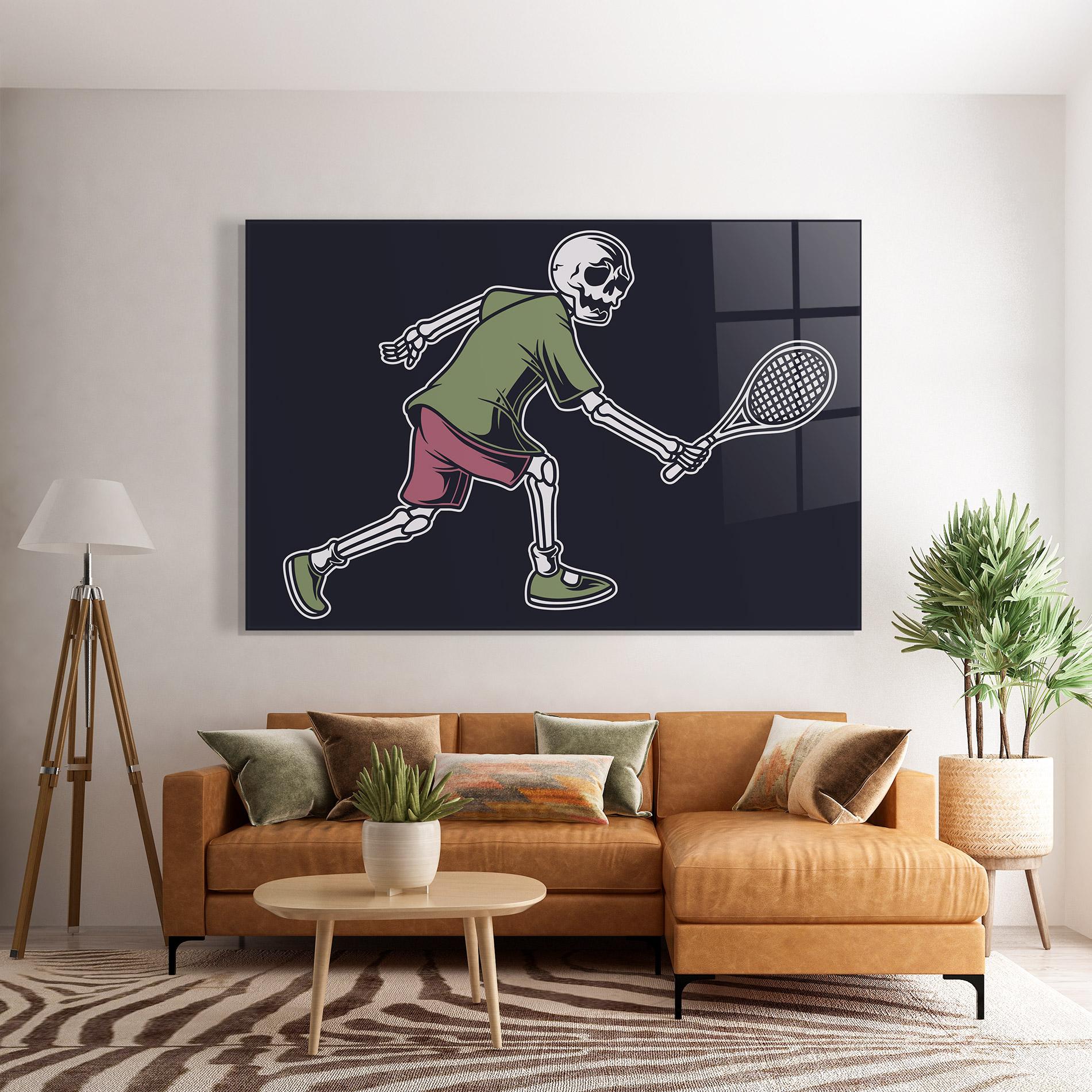 Glasbild Skull Tennis mockup 7