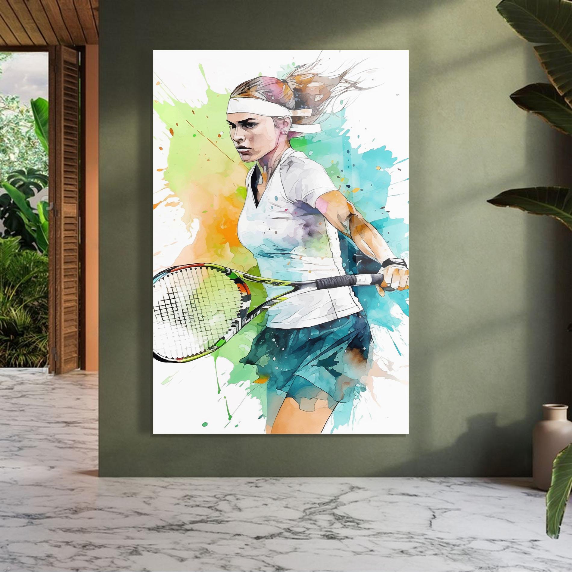 Glasbild Green Blue Tennis mockup 7