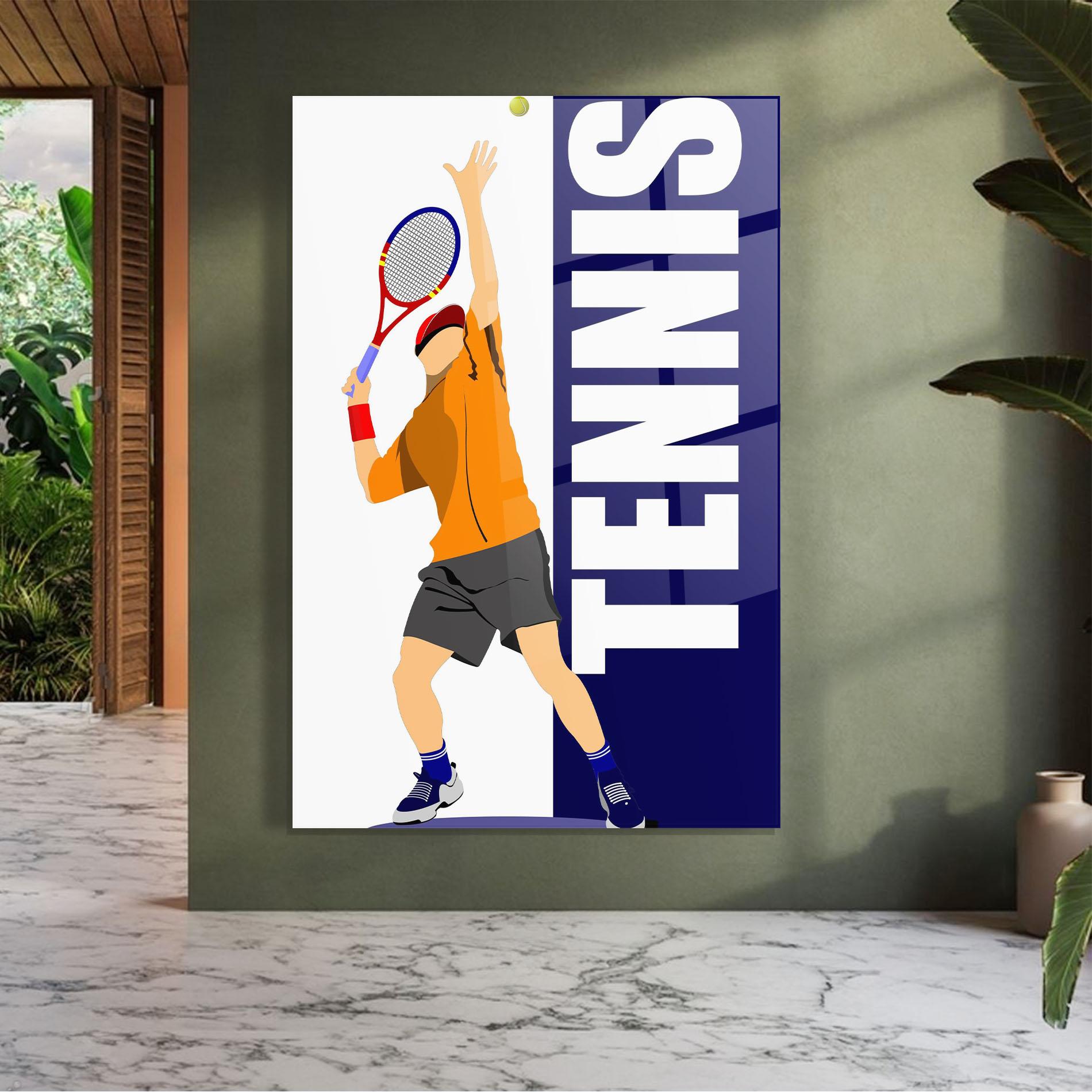 Glasbild Orange Tennis Player mockup 7