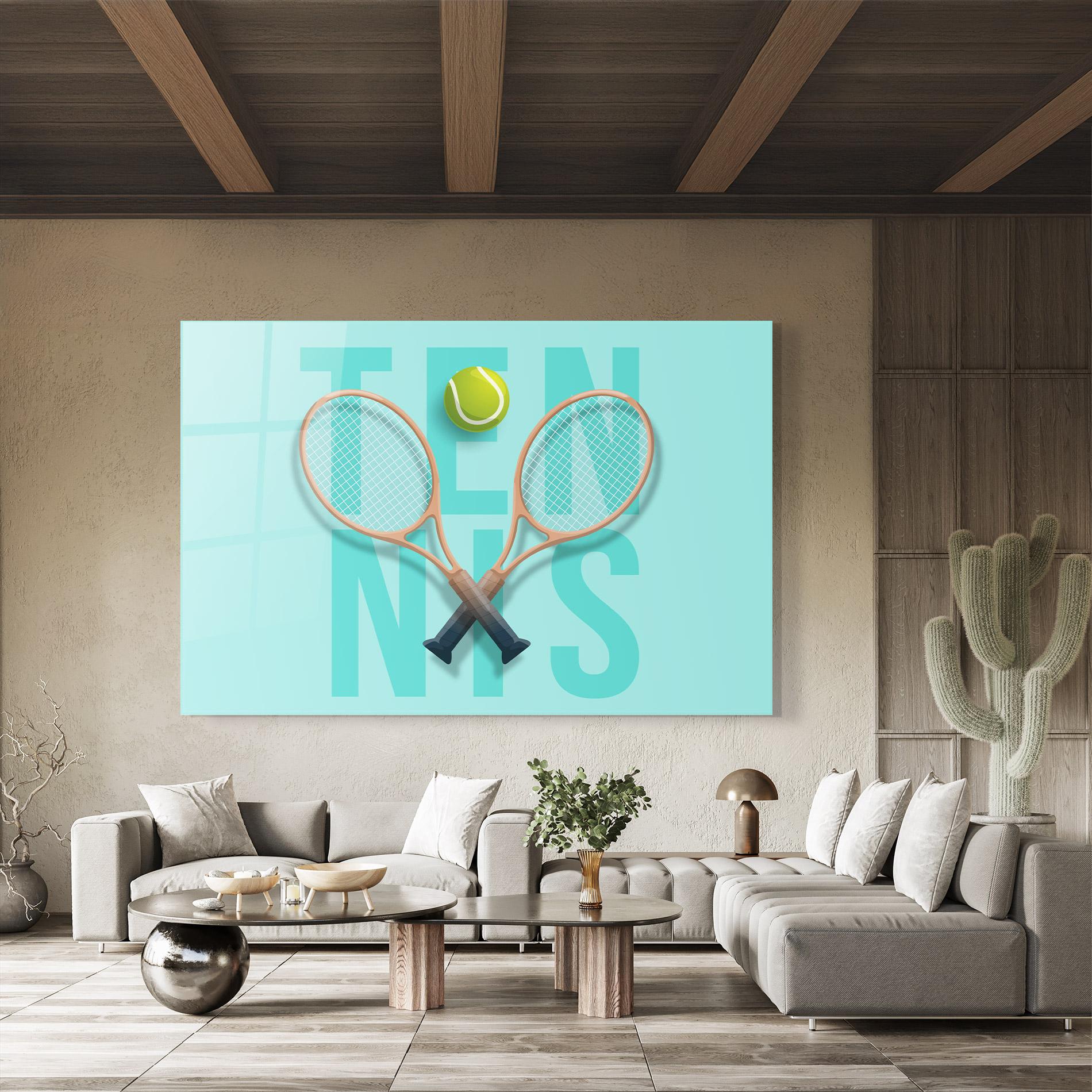 Glasbild Light Blue Tennis mockup 8
