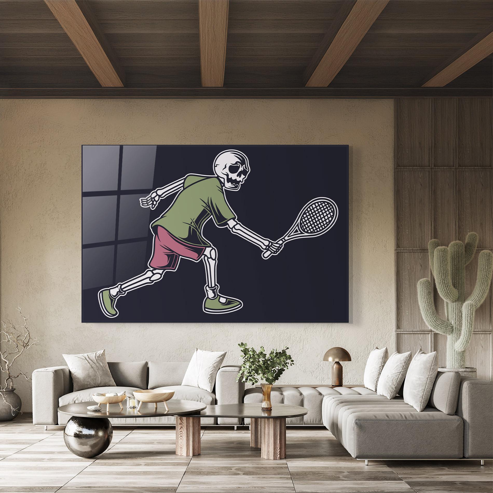 Glasbild Skull Tennis mockup 8