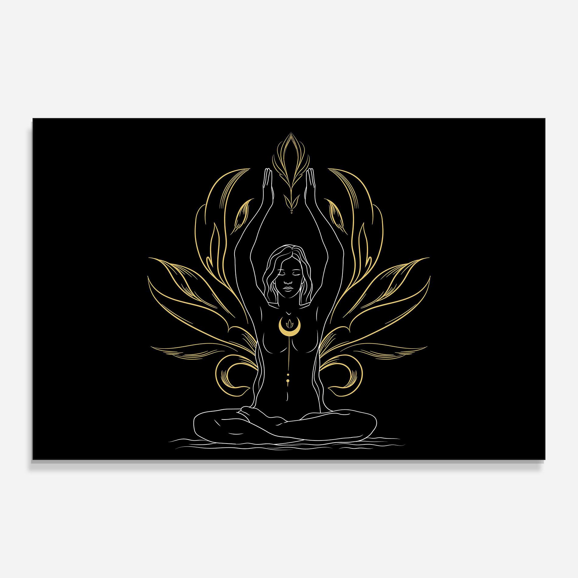 Glasbild Gold Yoga Pose mockup 0