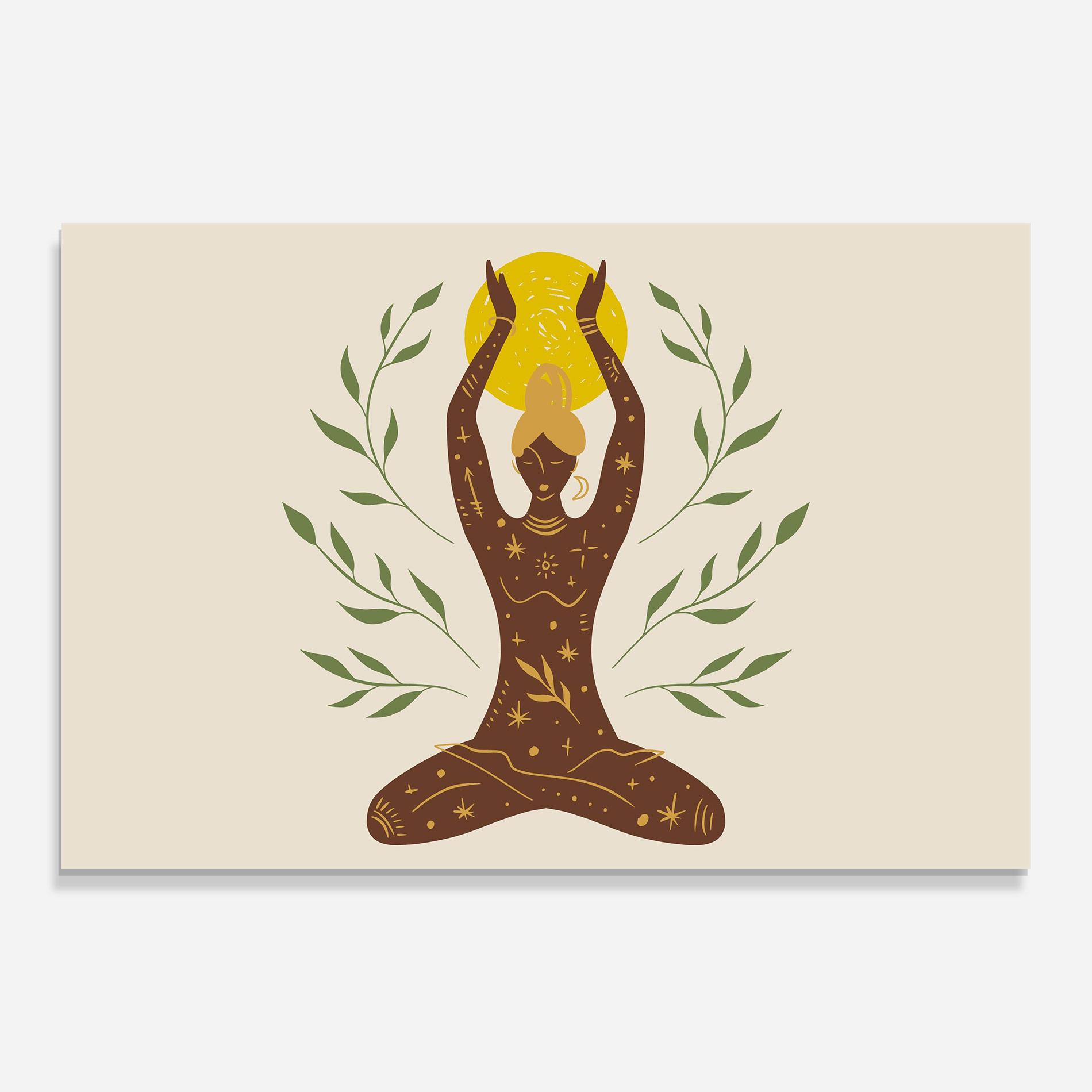 Glasbild Moon Girl Yoga mockup 0