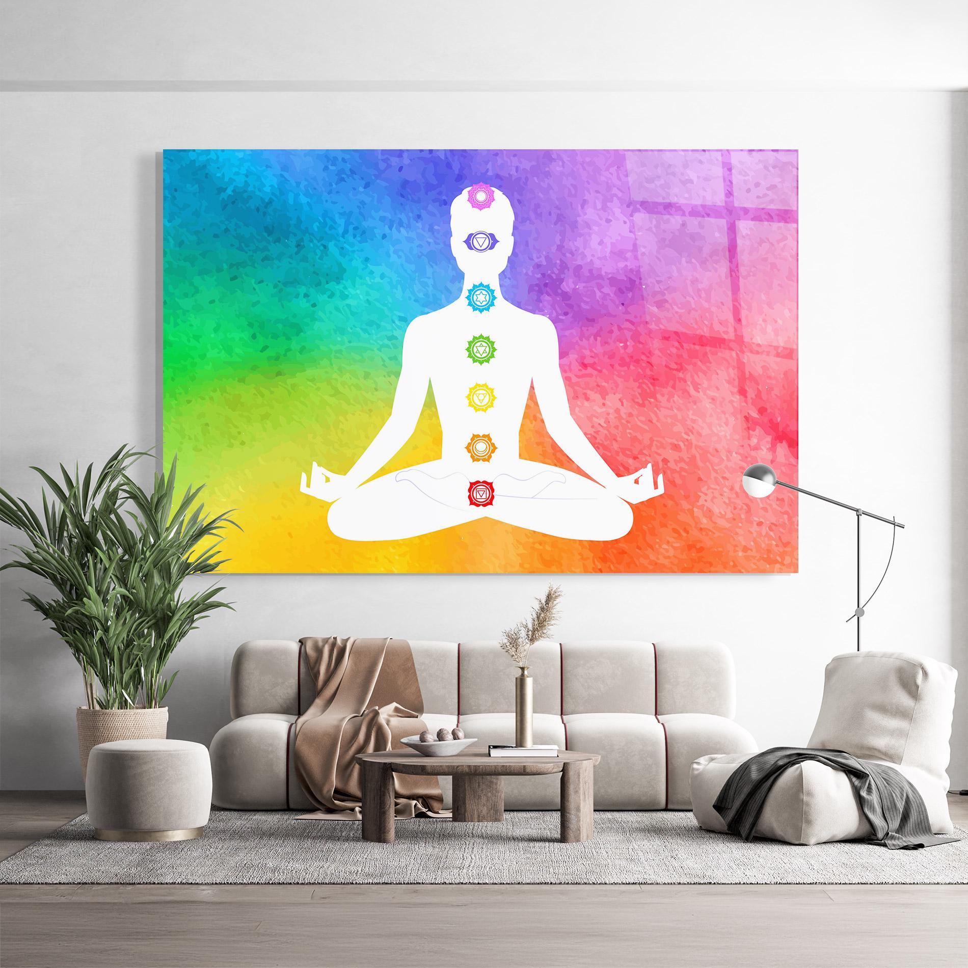 Glasbild Colorful Yoga Pose mockup 9