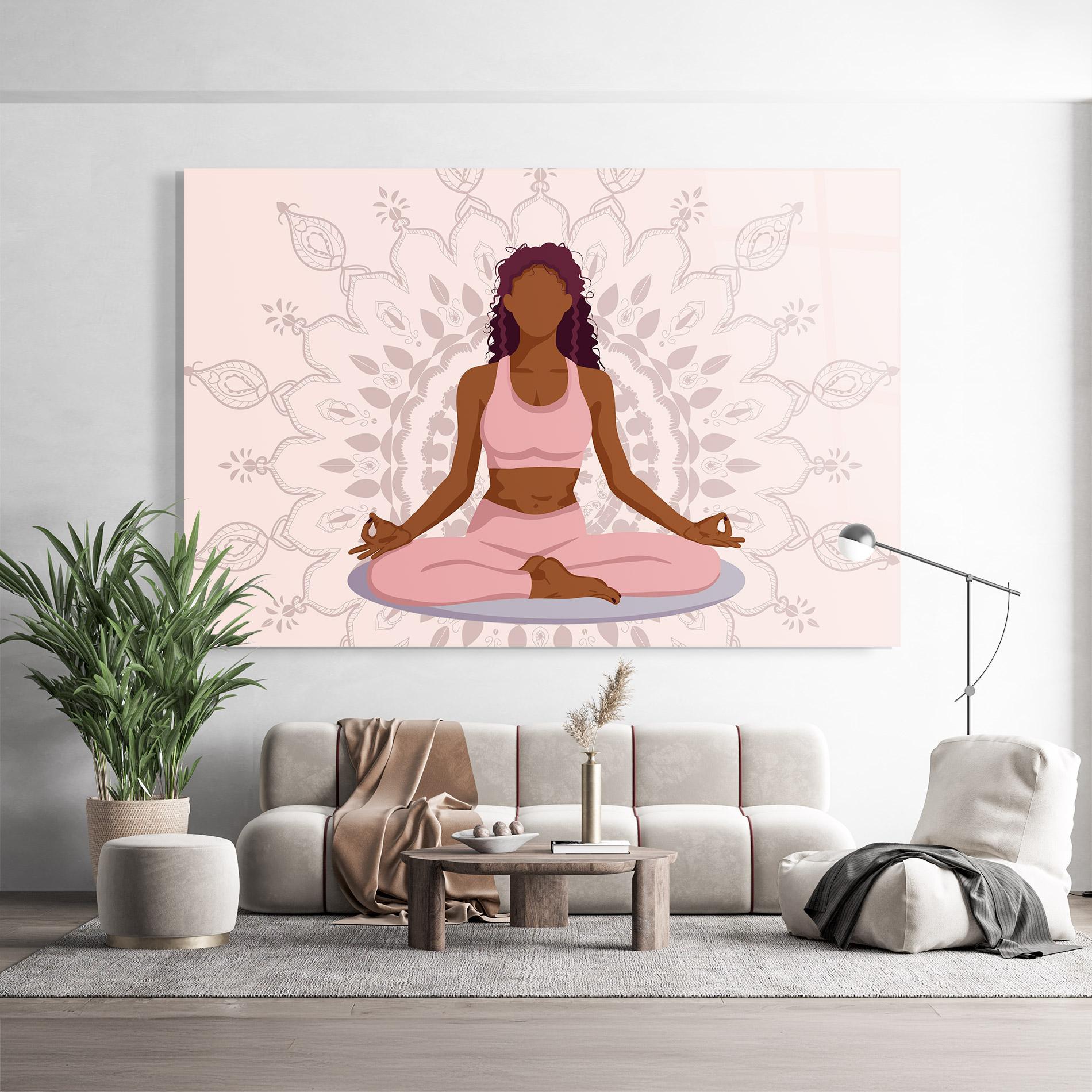 Glasbild Lotus Position mockup 9