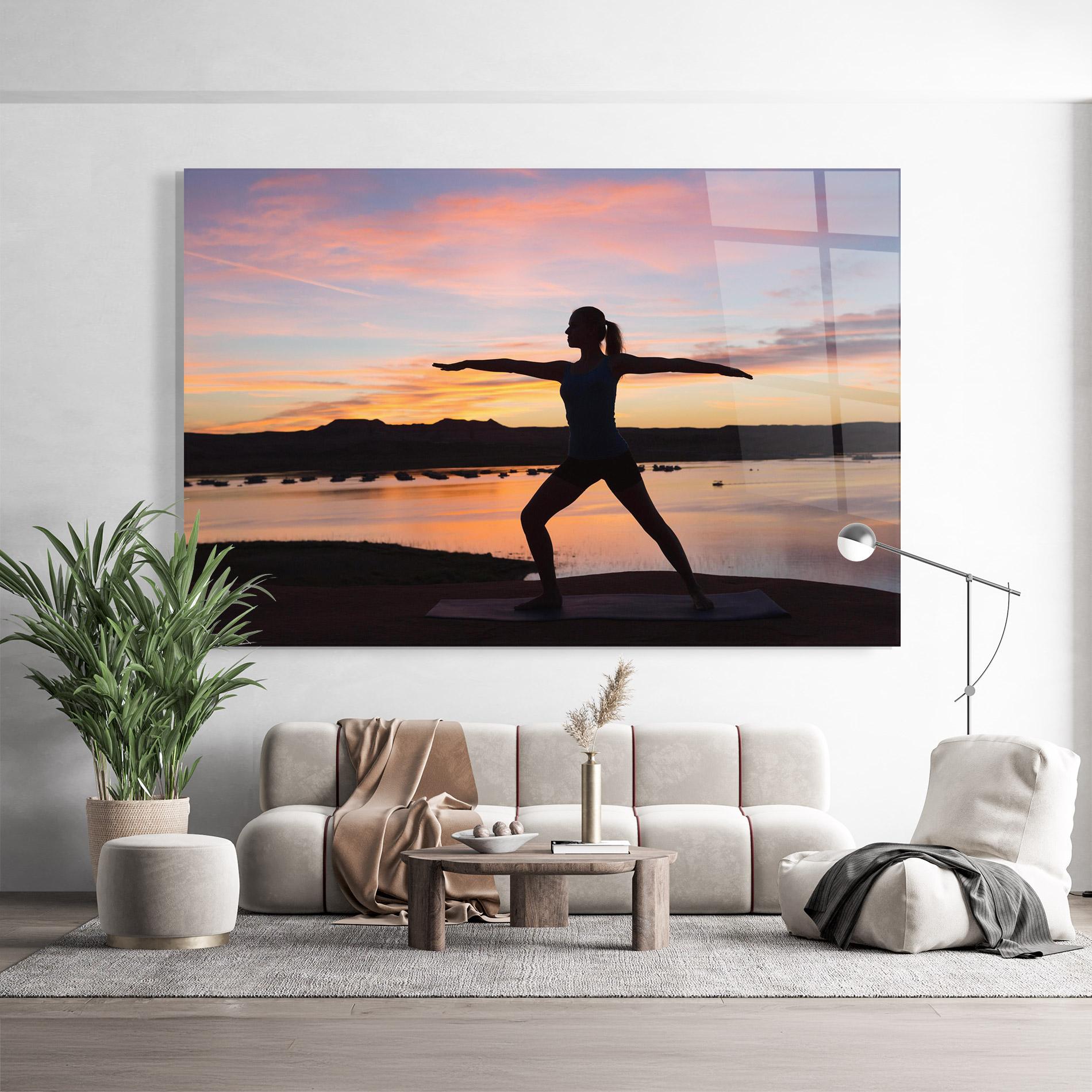 Glasbild Morning Yoga mockup 9