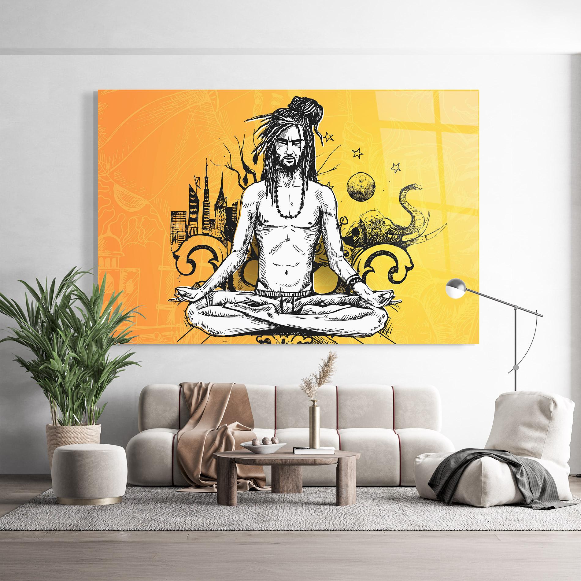Glasbild Orange Meditation mockup 9