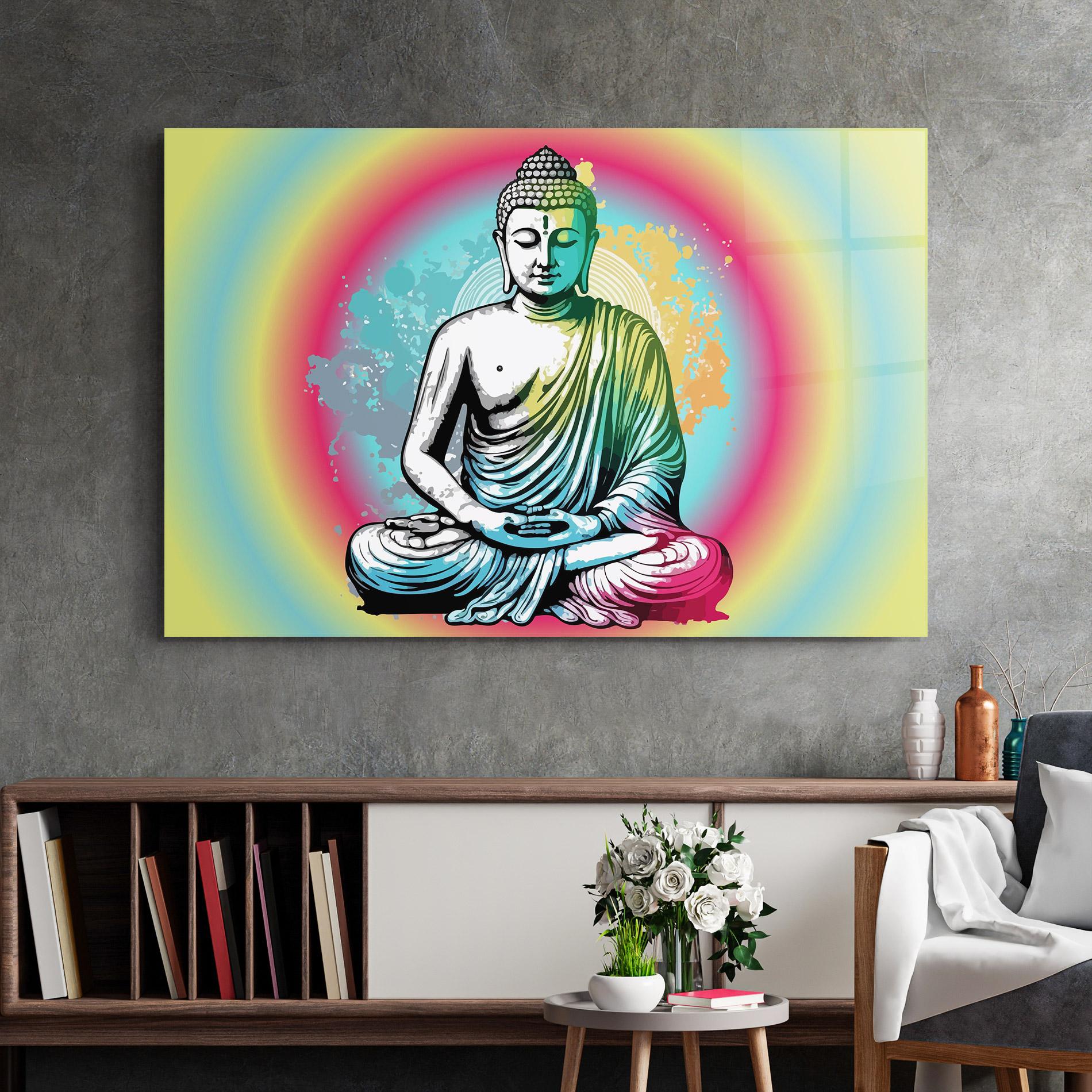 Glasbild Budha Yoga mockup 2