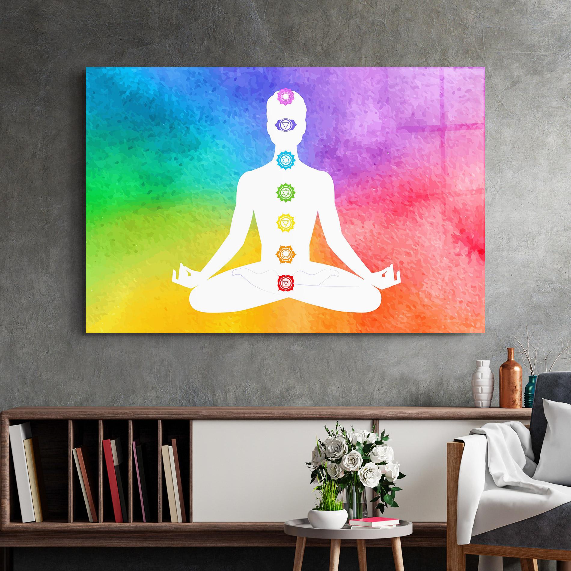 Glasbild Colorful Yoga Pose mockup 2
