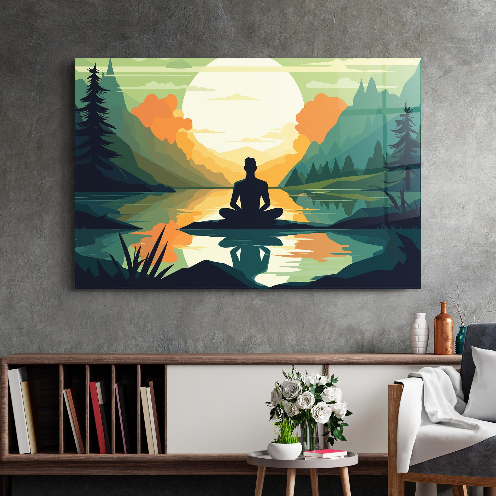 Glasbild Forest Yoga mockup 2