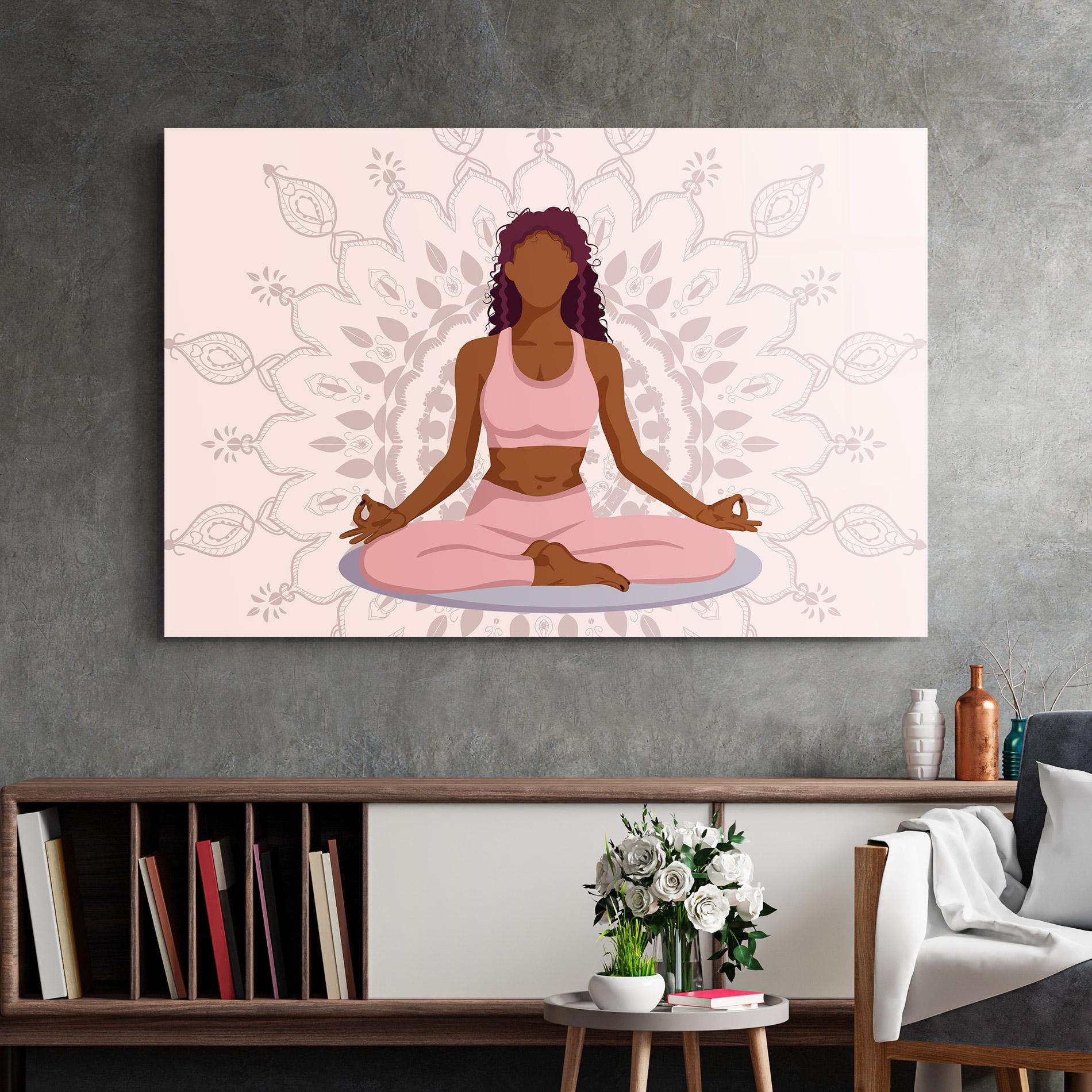 Glasbild Lotus Position mockup 2