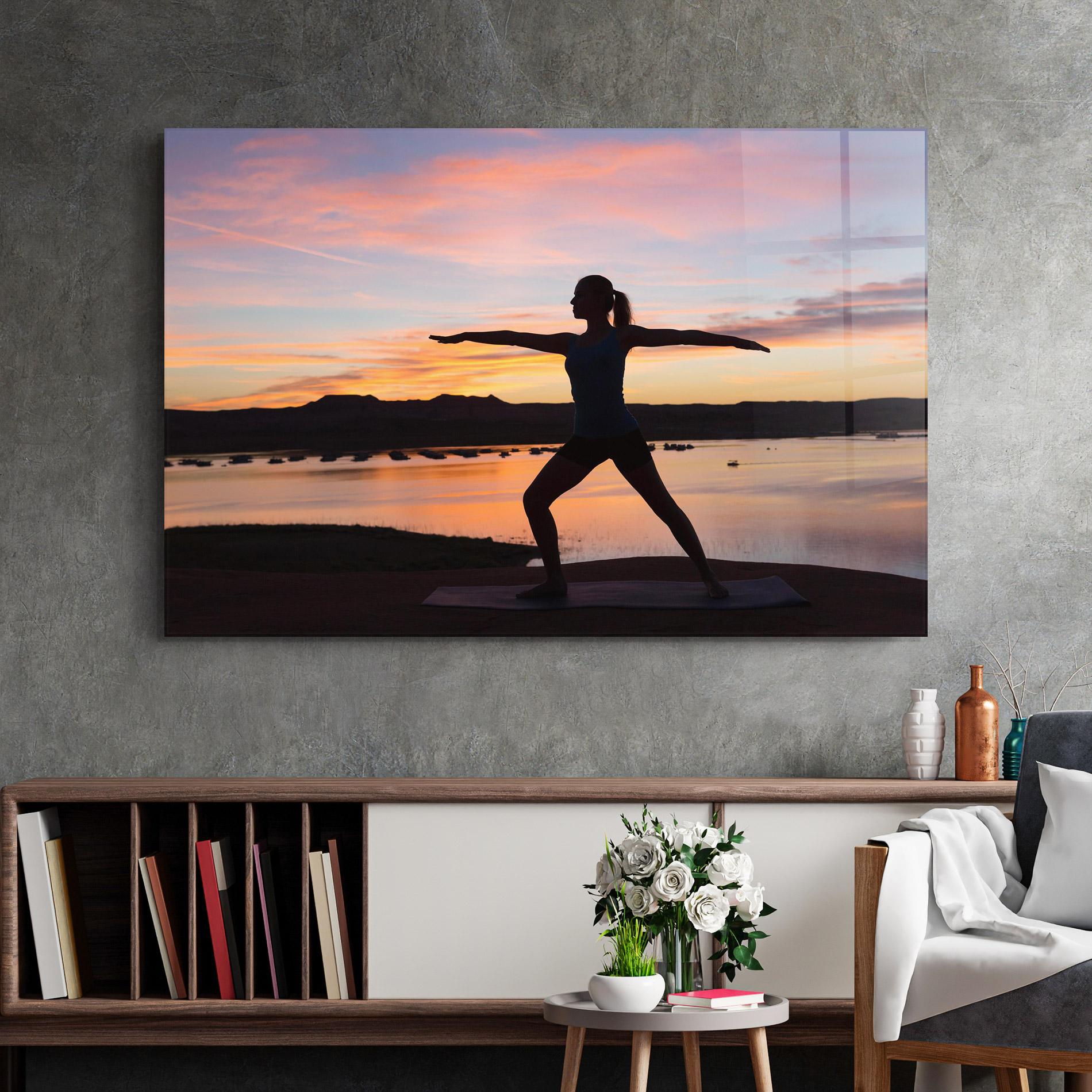 Glasbild Morning Yoga mockup 2