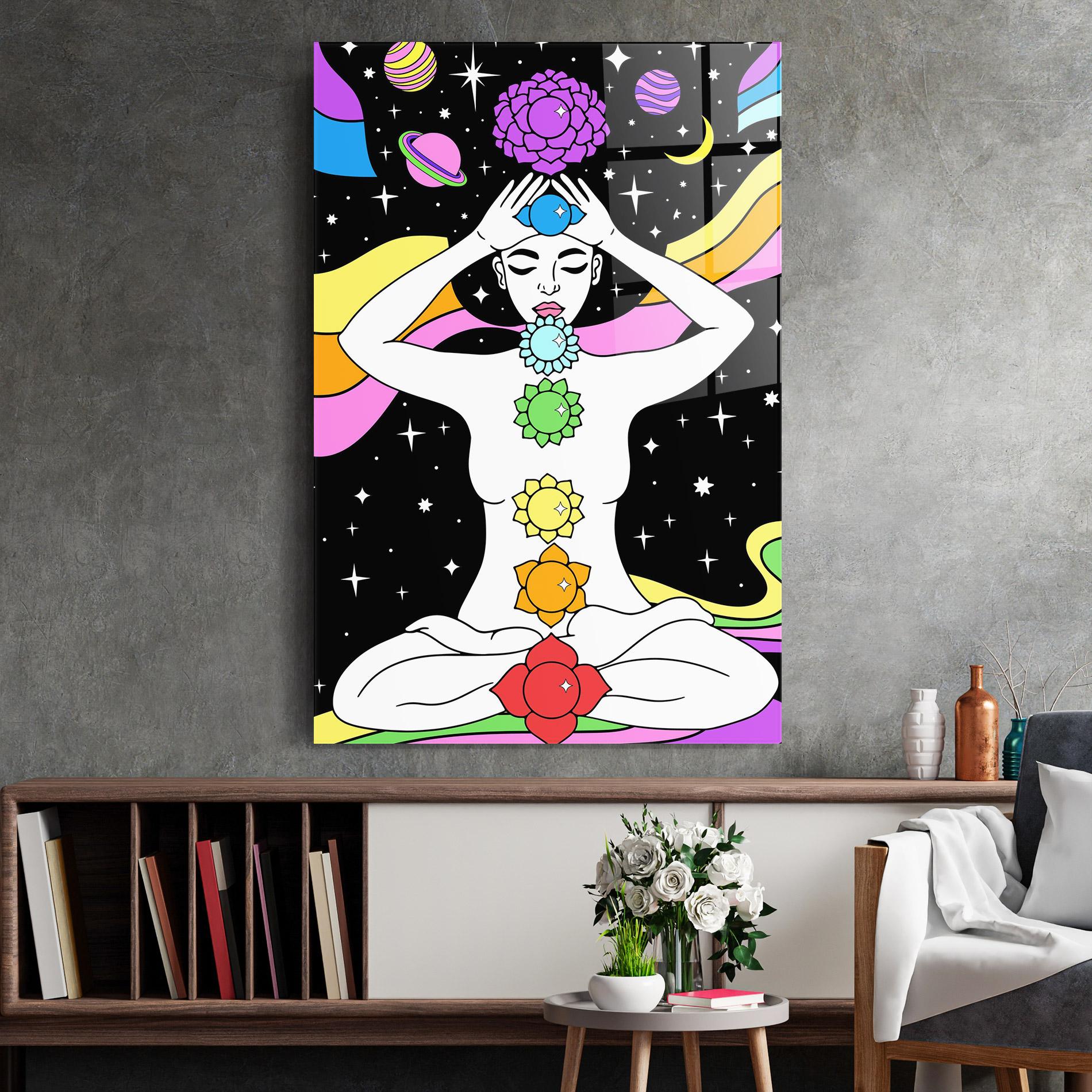 Glasbild Chakras Meditation mockup 2