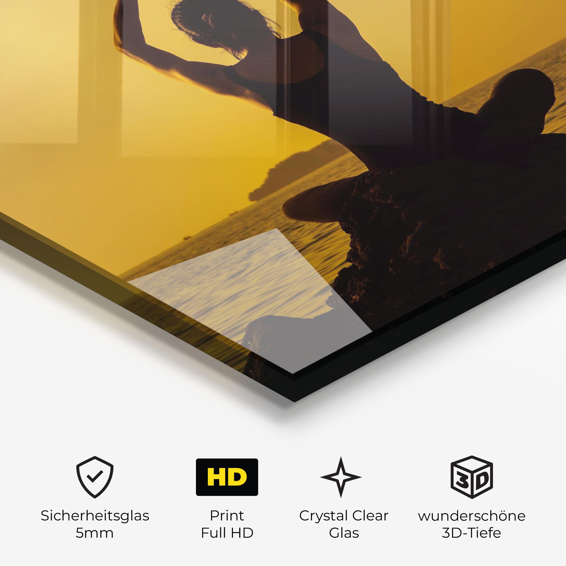 Glasbild Meditation On Sunset mockup 3