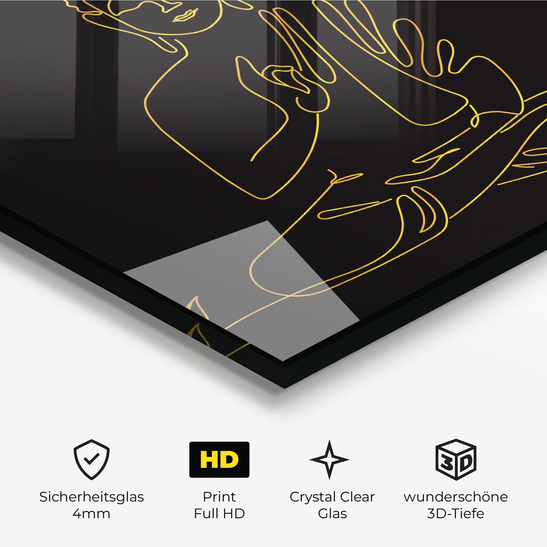 Glasbild Buddha Gold Line mockup 3