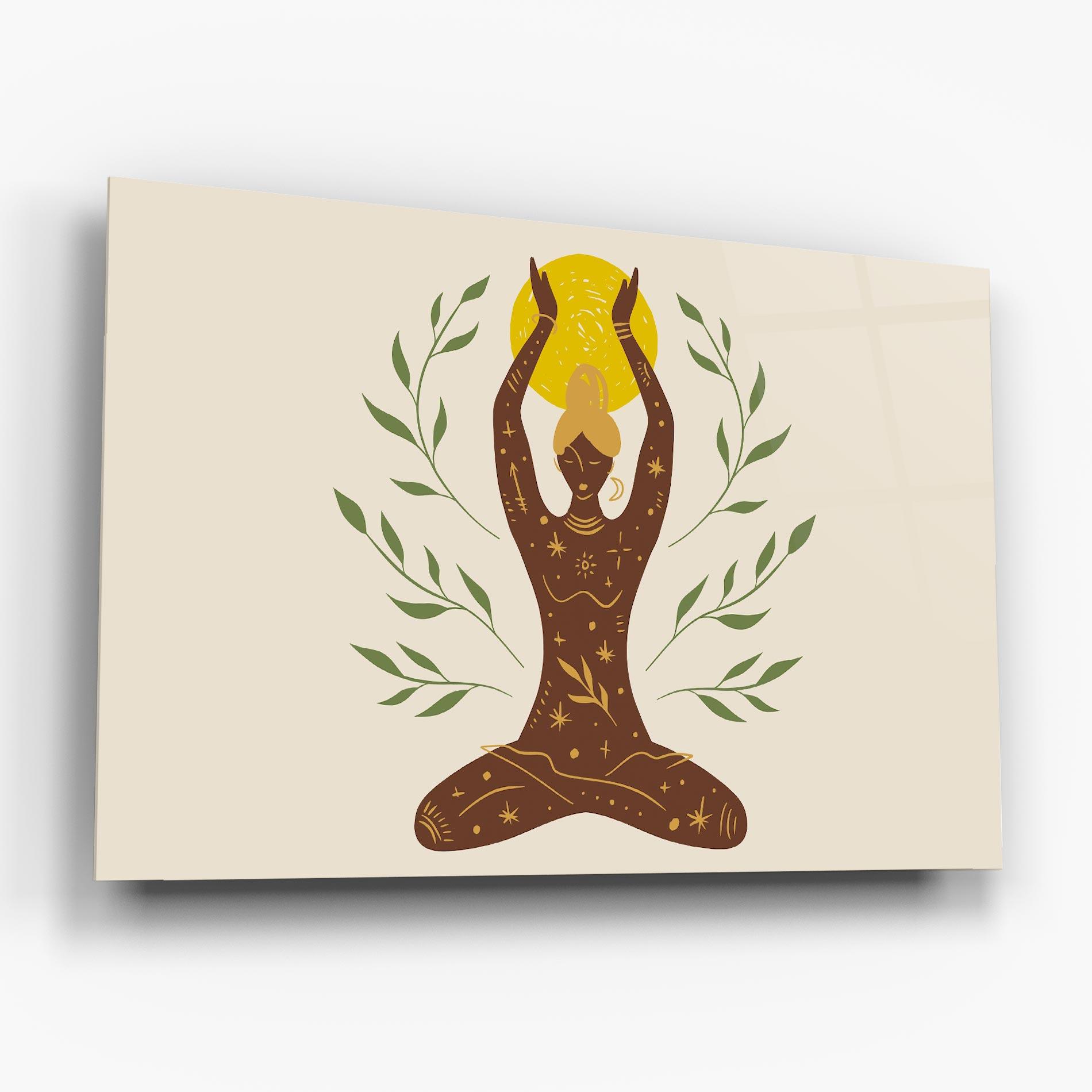 Glasbild Moon Girl Yoga mockup 6