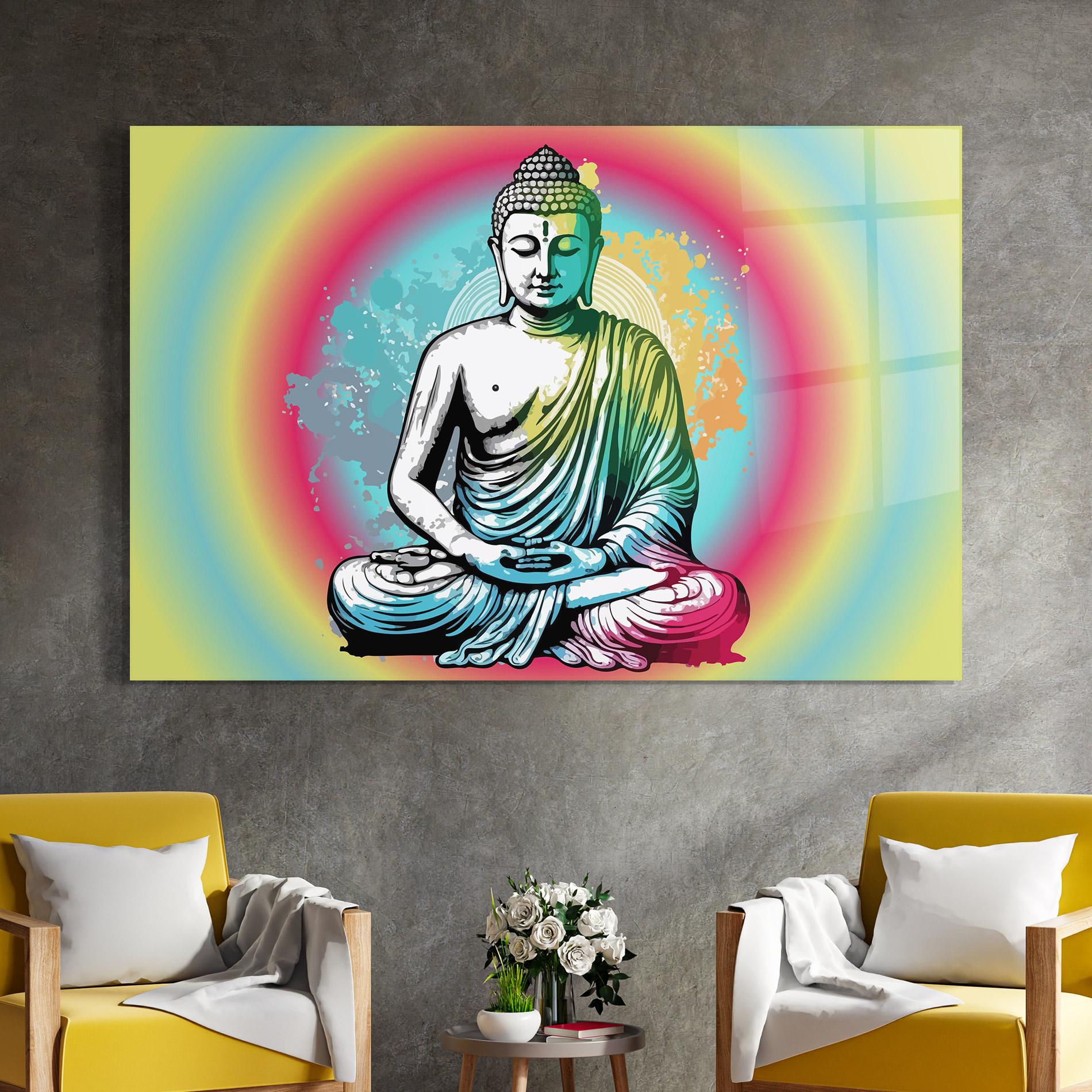 Glasbild Budha Yoga mockup 4