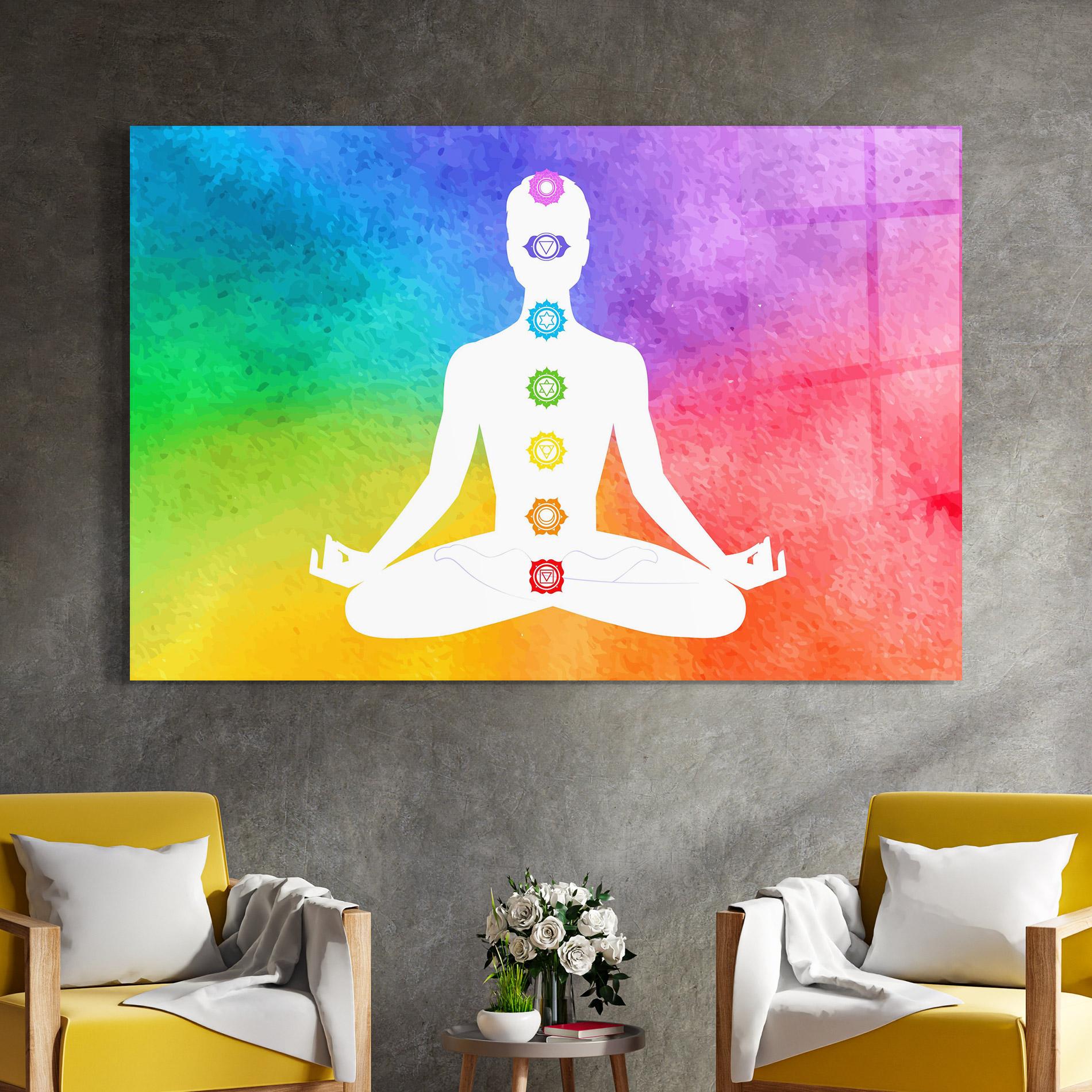 Glasbild Colorful Yoga Pose mockup 4