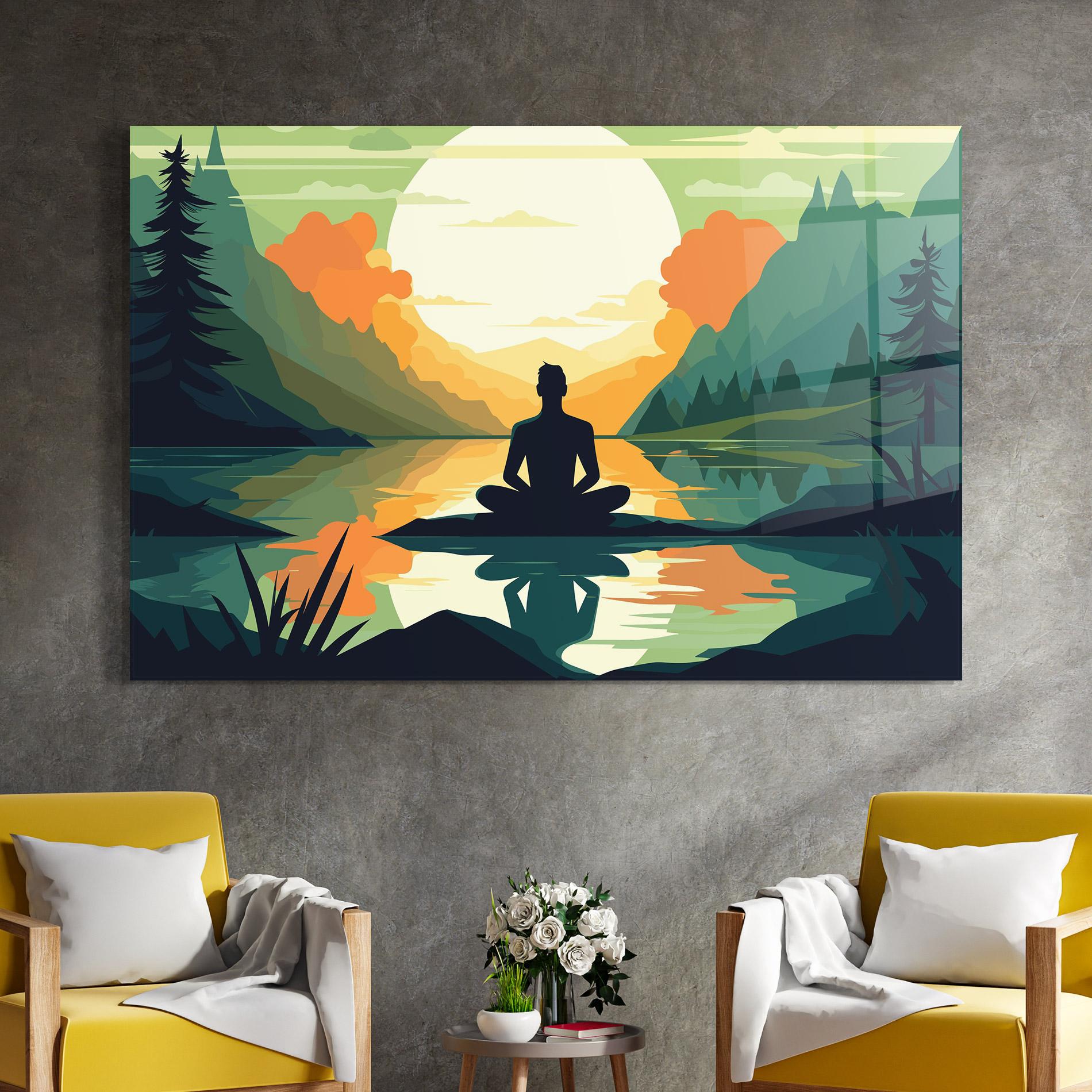 Glasbild Forest Yoga mockup 4