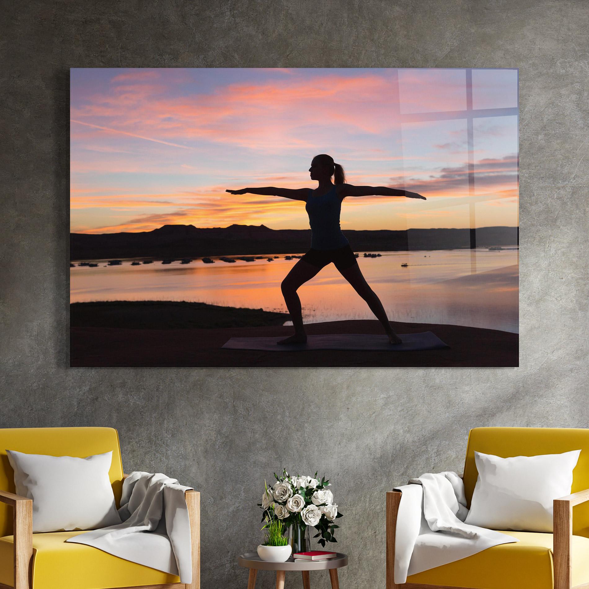 Glasbild Morning Yoga mockup 4