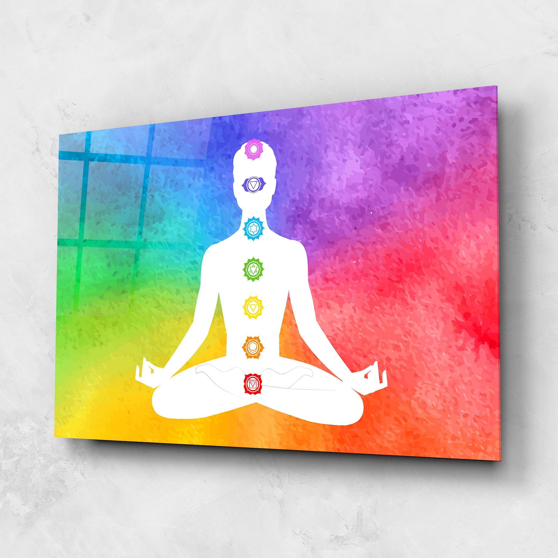 Glasbild Colorful Yoga Pose mockup 1