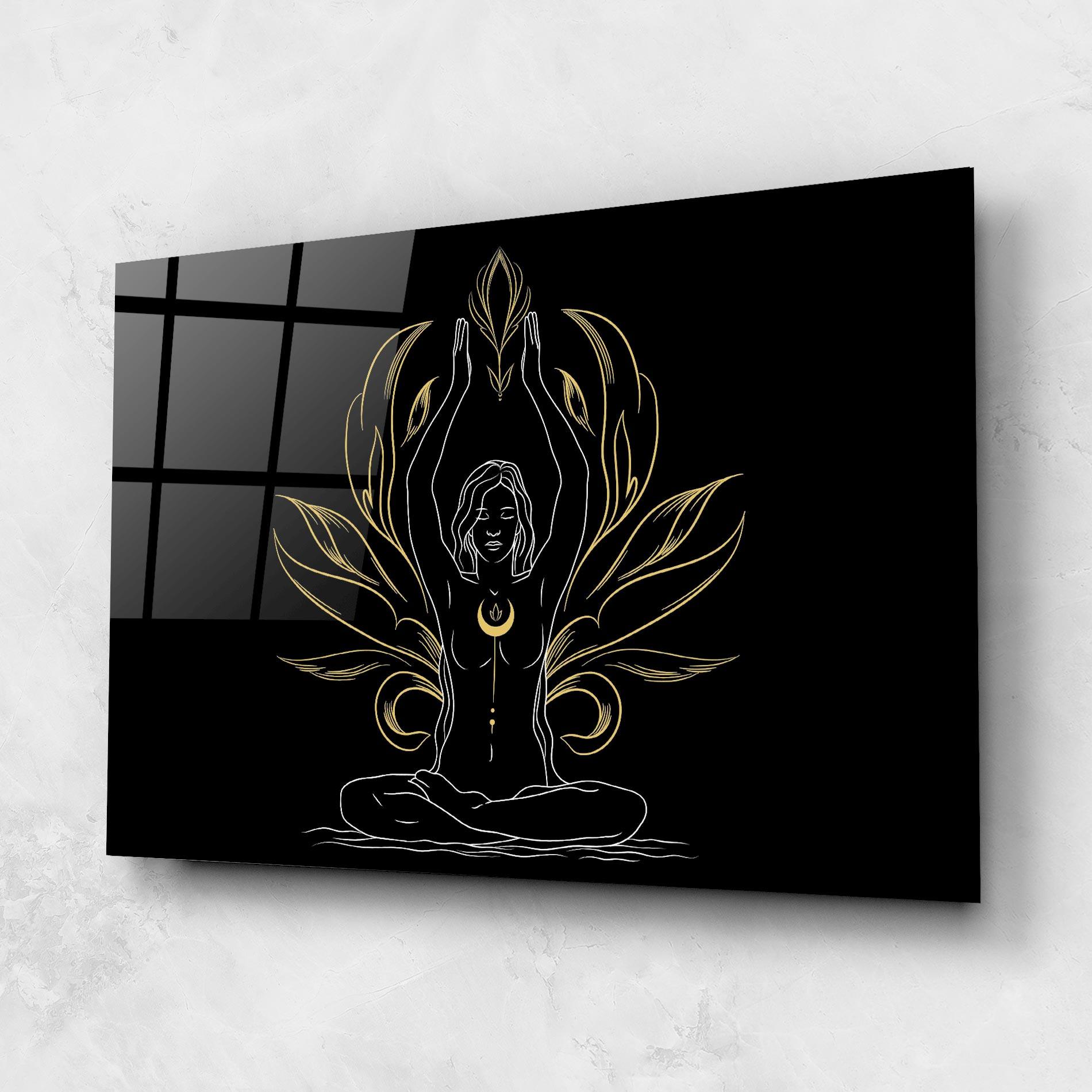 Glasbild Gold Yoga Pose mockup 1