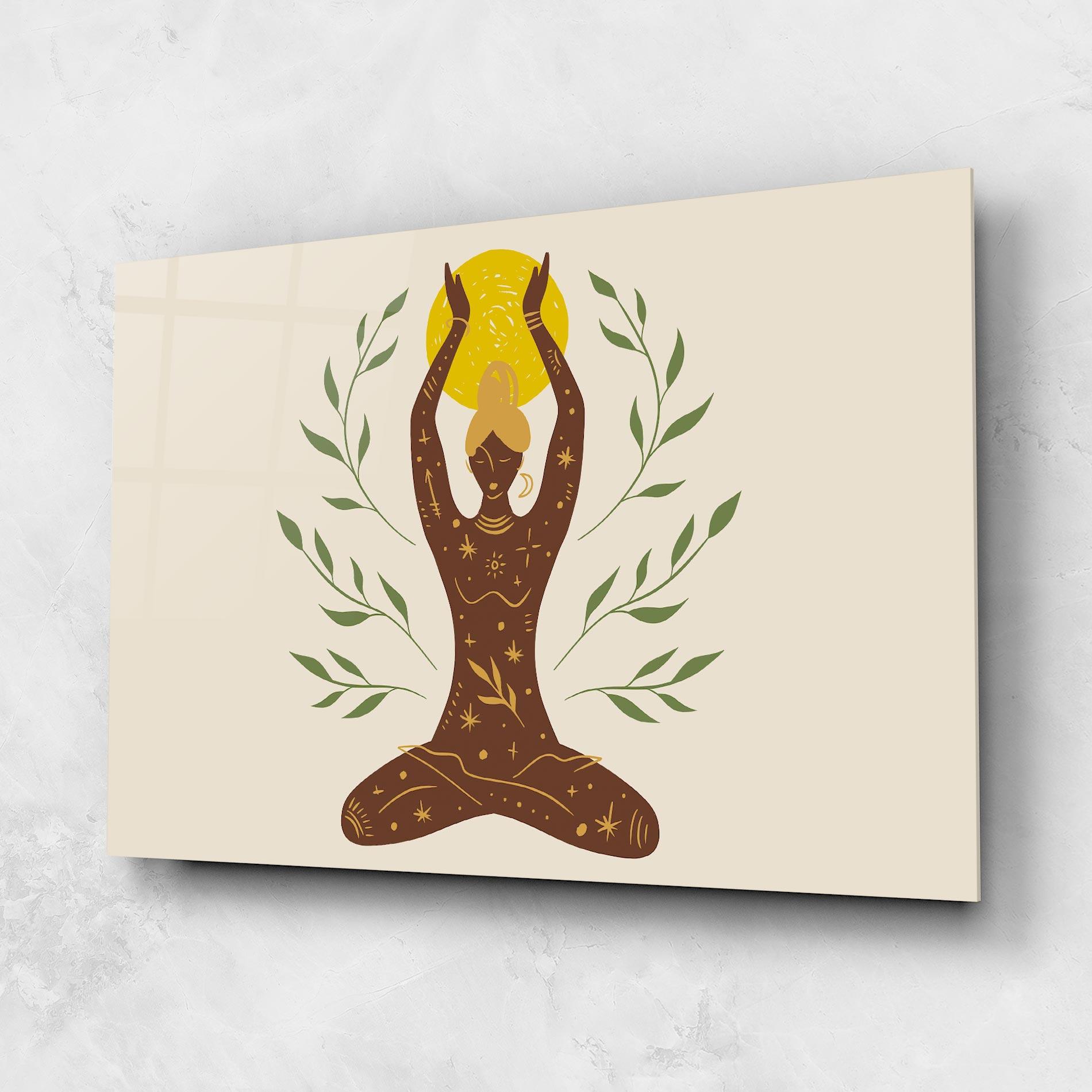 Glasbild Moon Girl Yoga mockup 1