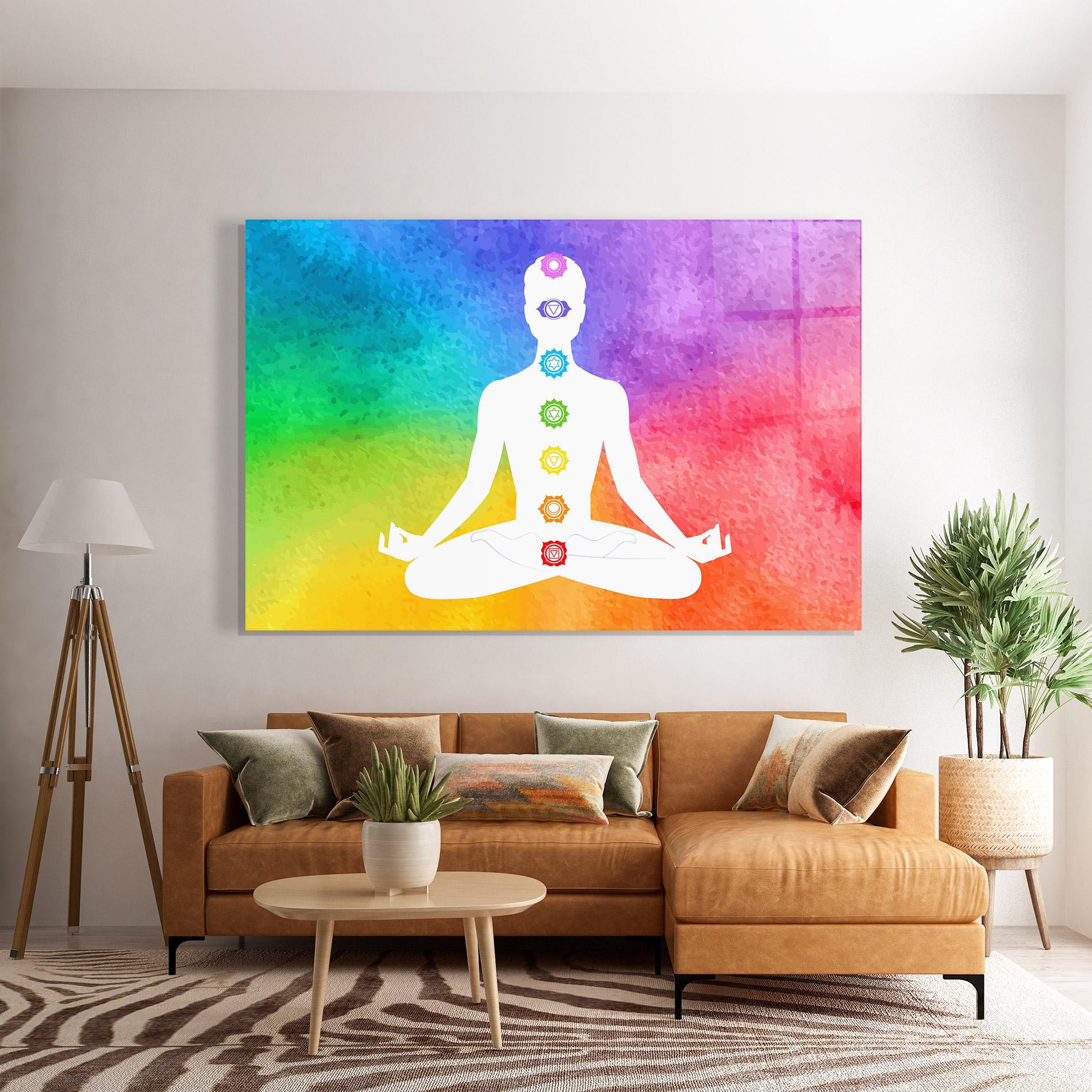 Glasbild Colorful Yoga Pose mockup 7