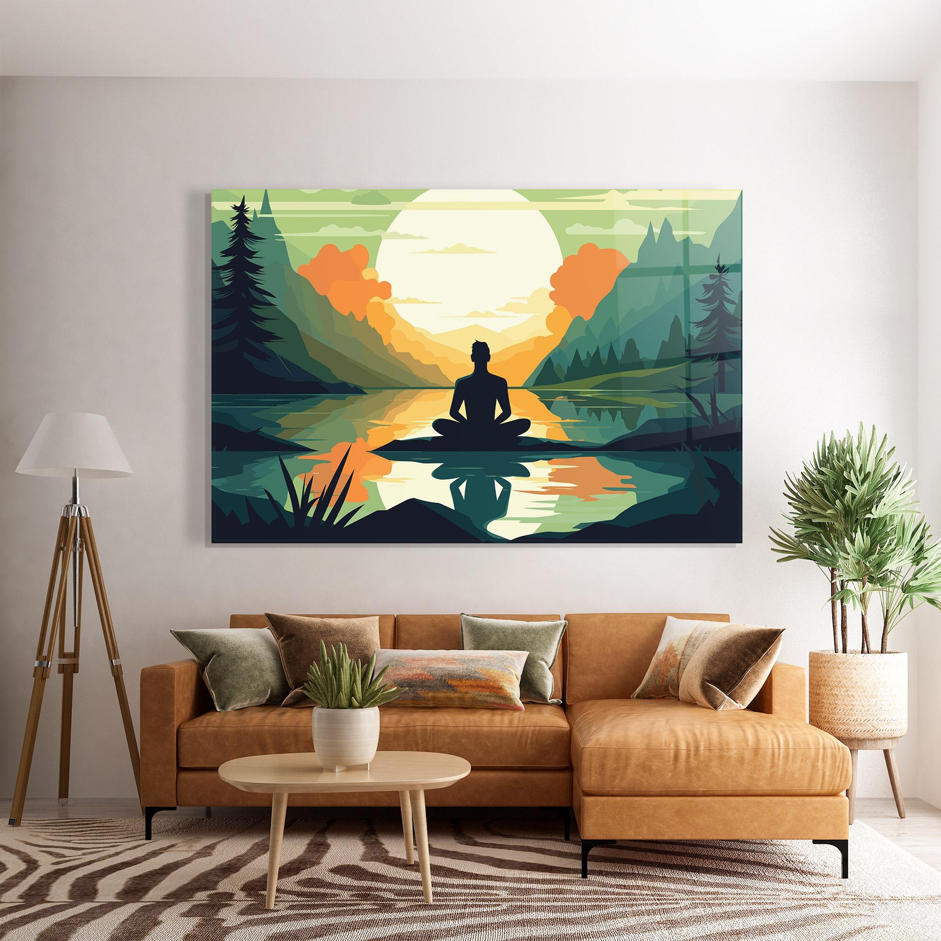 Glasbild Forest Yoga mockup 7