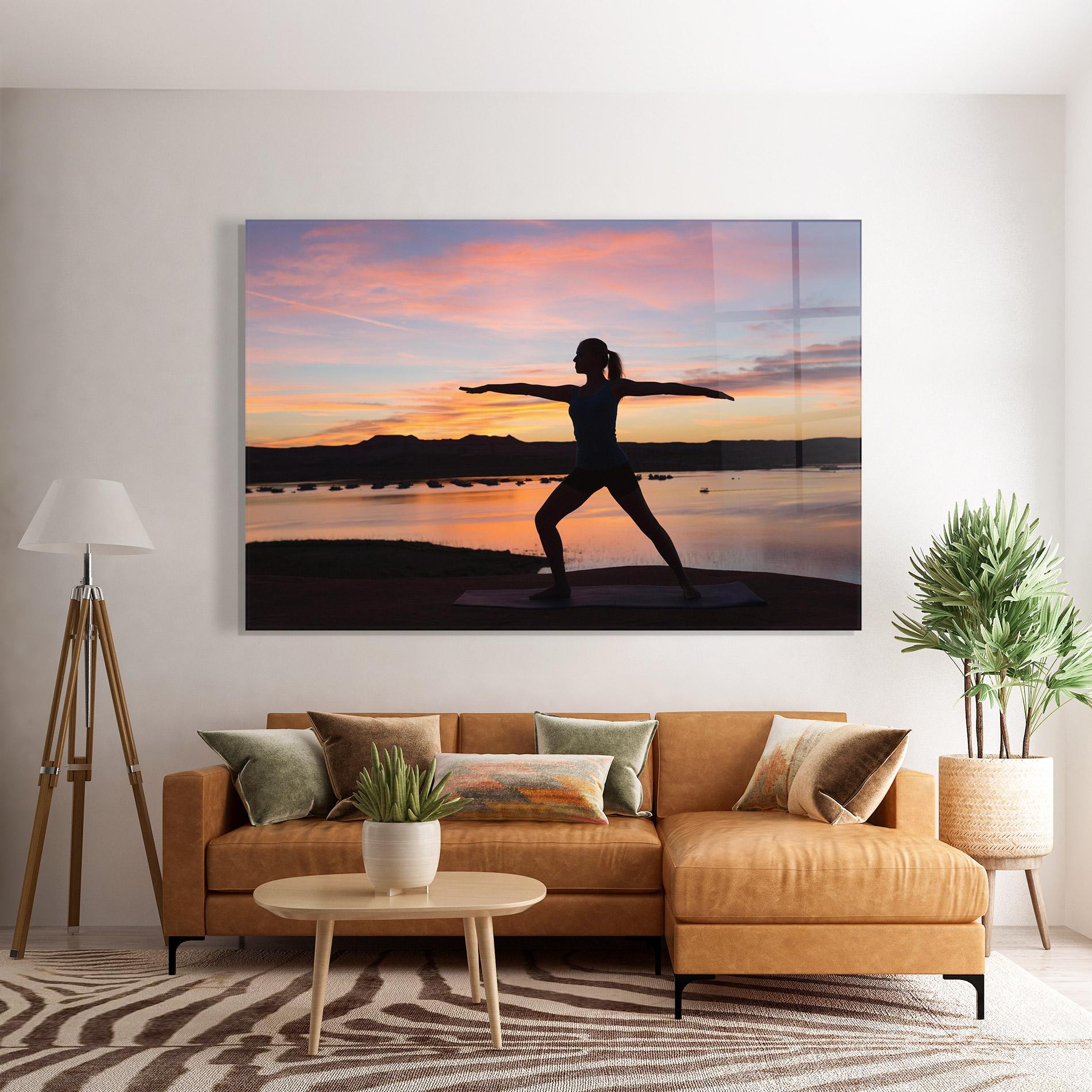 Glasbild Morning Yoga mockup 7