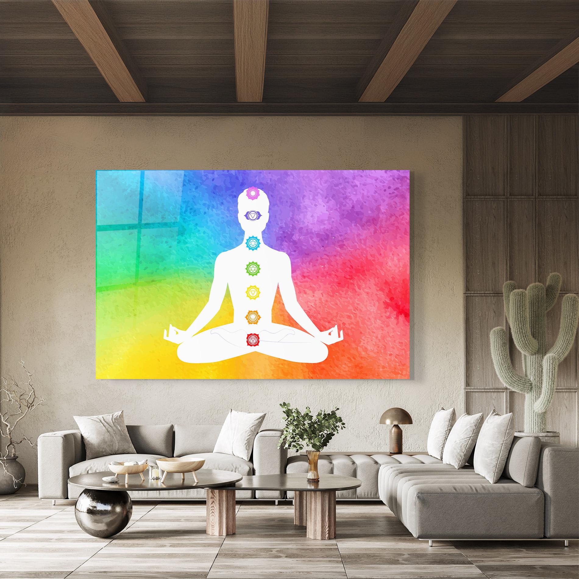 Glasbild Colorful Yoga Pose mockup 8