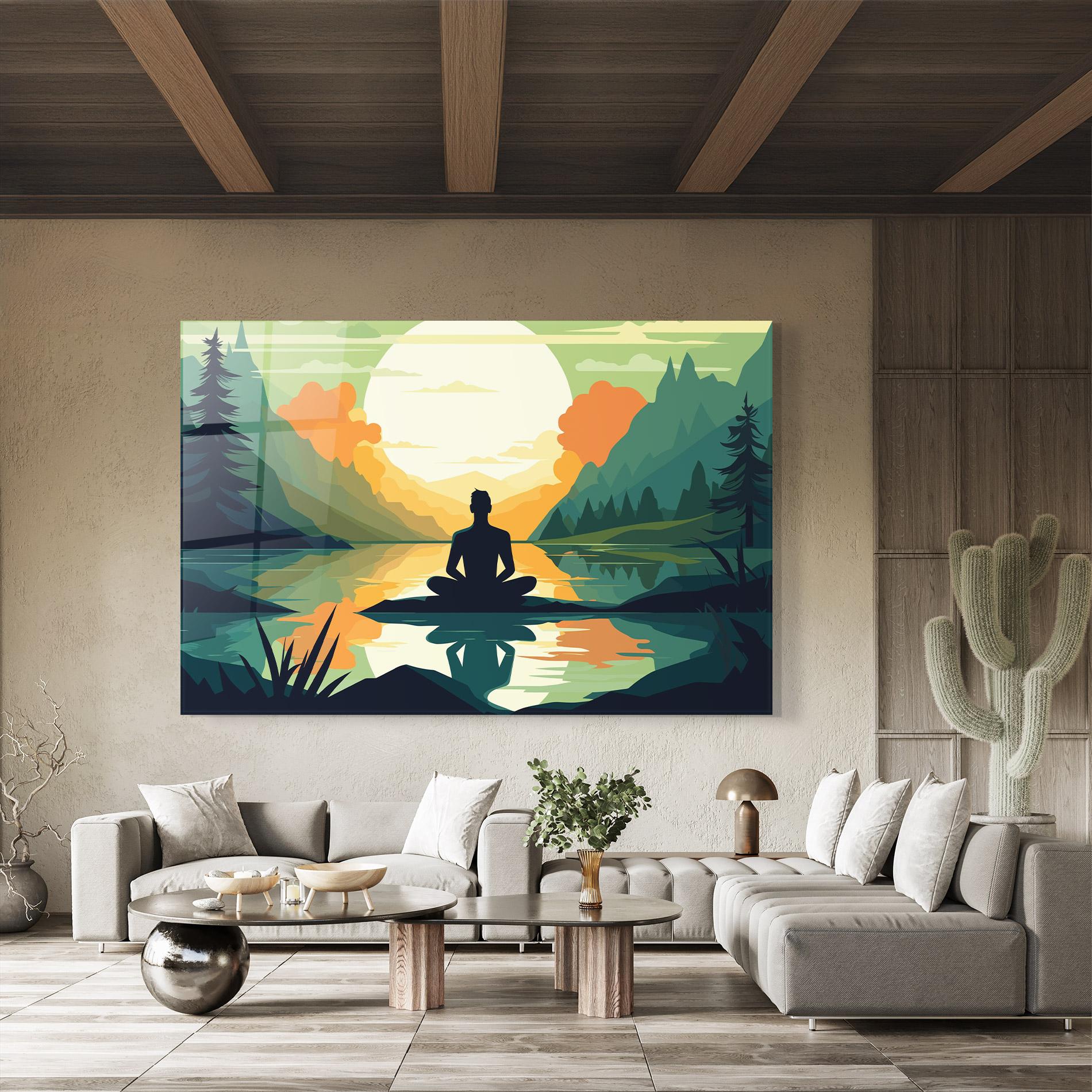 Glasbild Forest Yoga mockup 8