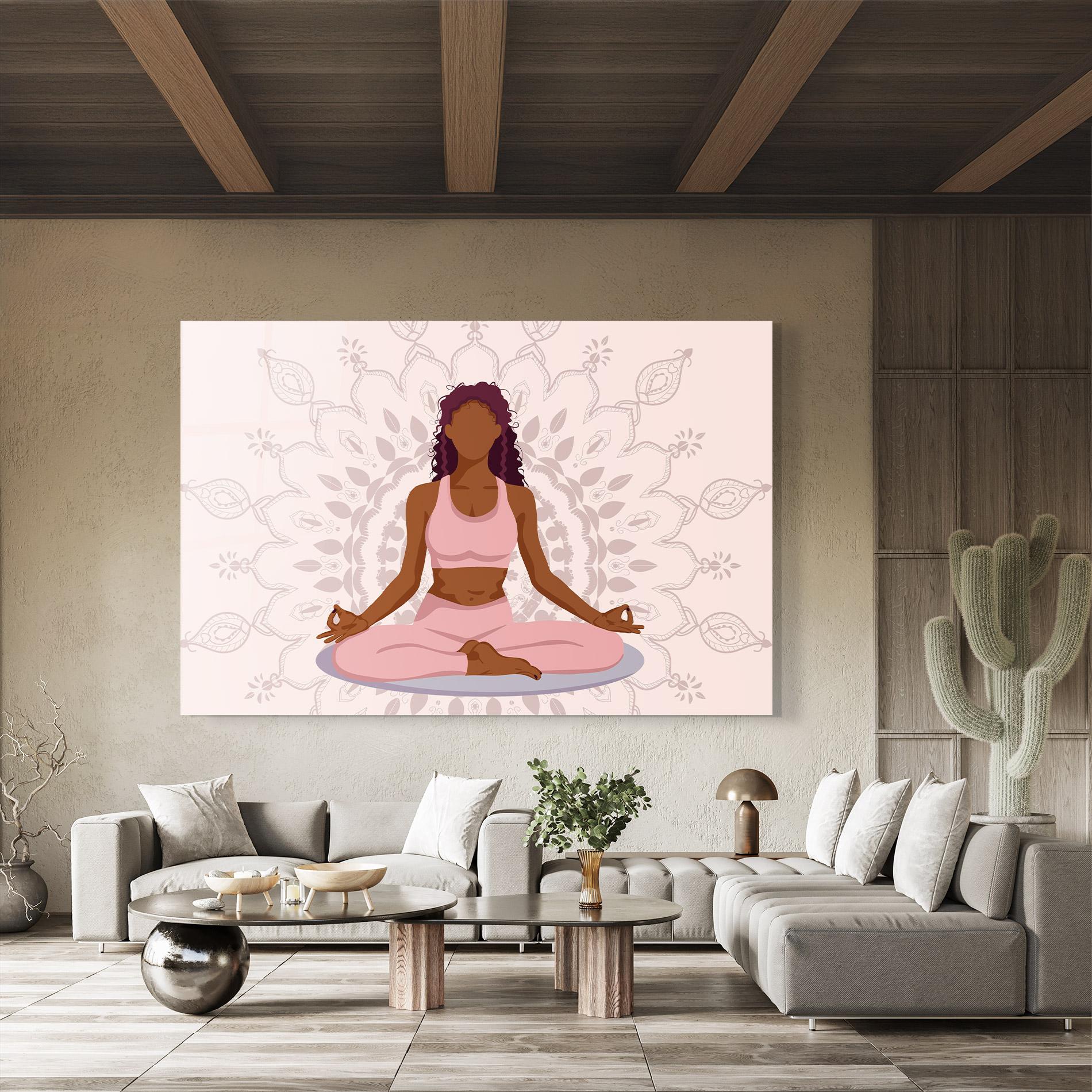 Glasbild Lotus Position mockup 8