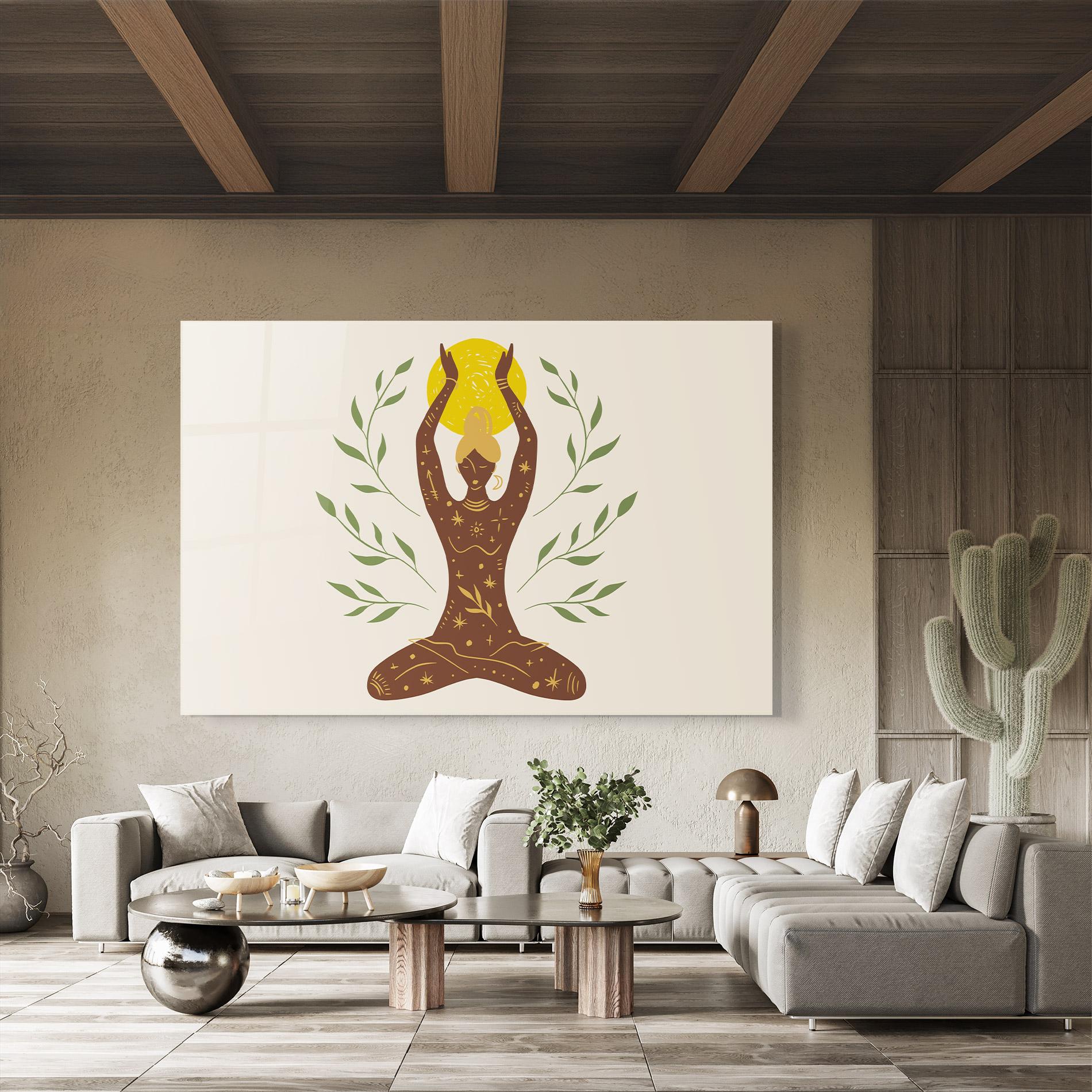 Glasbild Moon Girl Yoga mockup 8